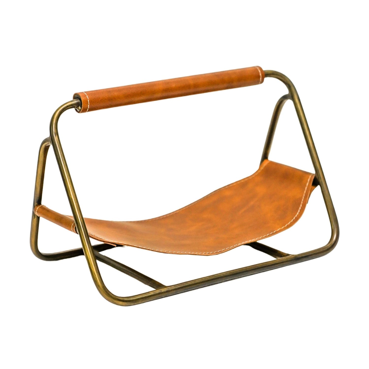 Hinn Brass Hanging Leather Kindling Holder - Skandi London