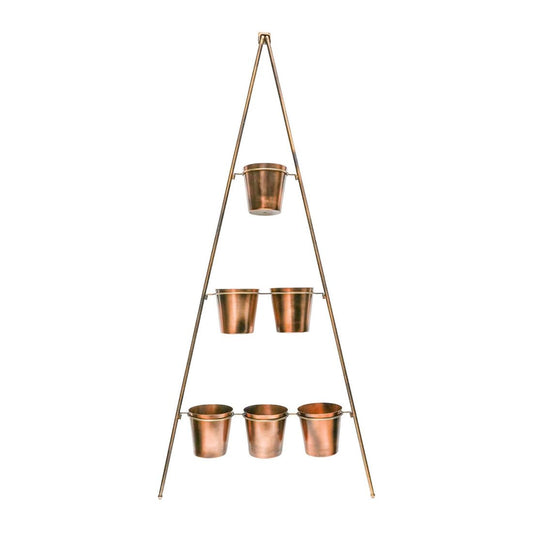 Outdoor Ulrica Vertical Gold Metal Wall Plant Stand with Planters - Medium - Skandi London