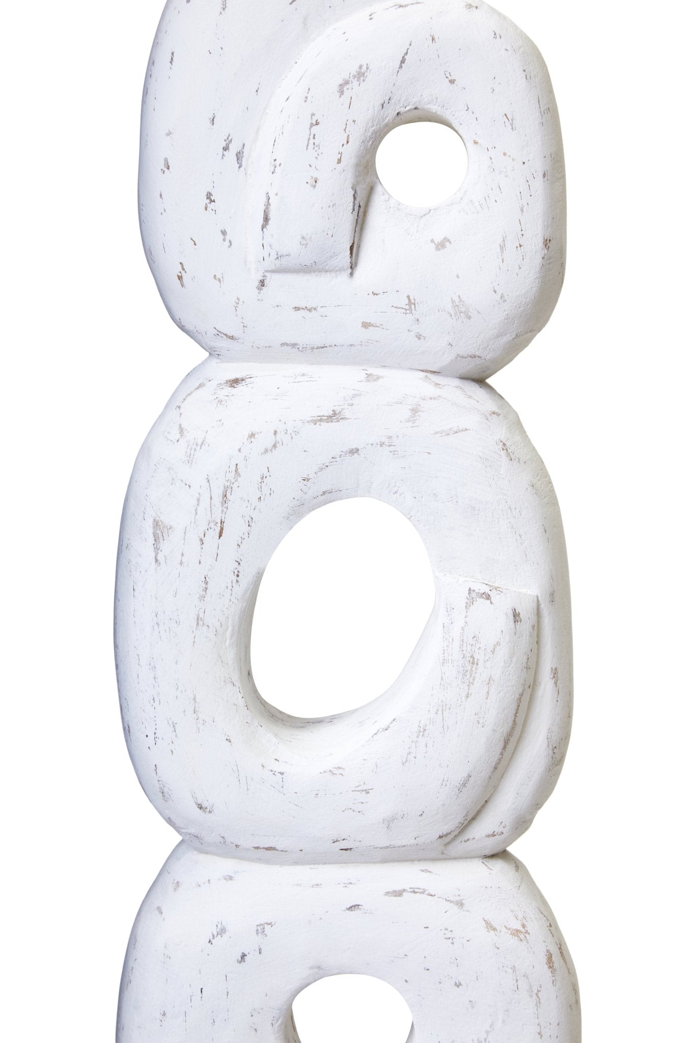 Eir Rustic White Mango Wood Ring Sculpture - Skandi London