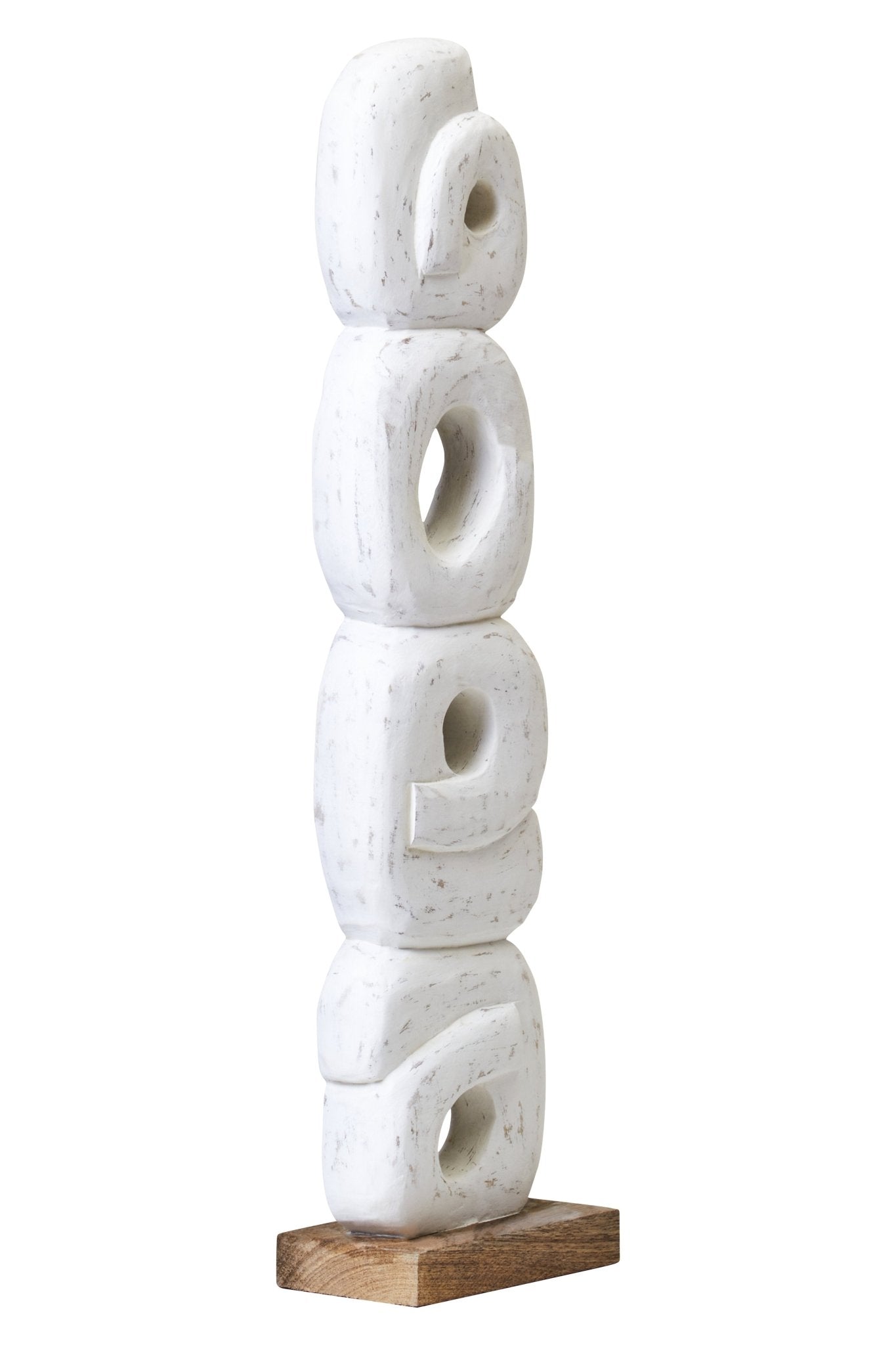 Eir Rustic White Mango Wood Ring Sculpture - Skandi London