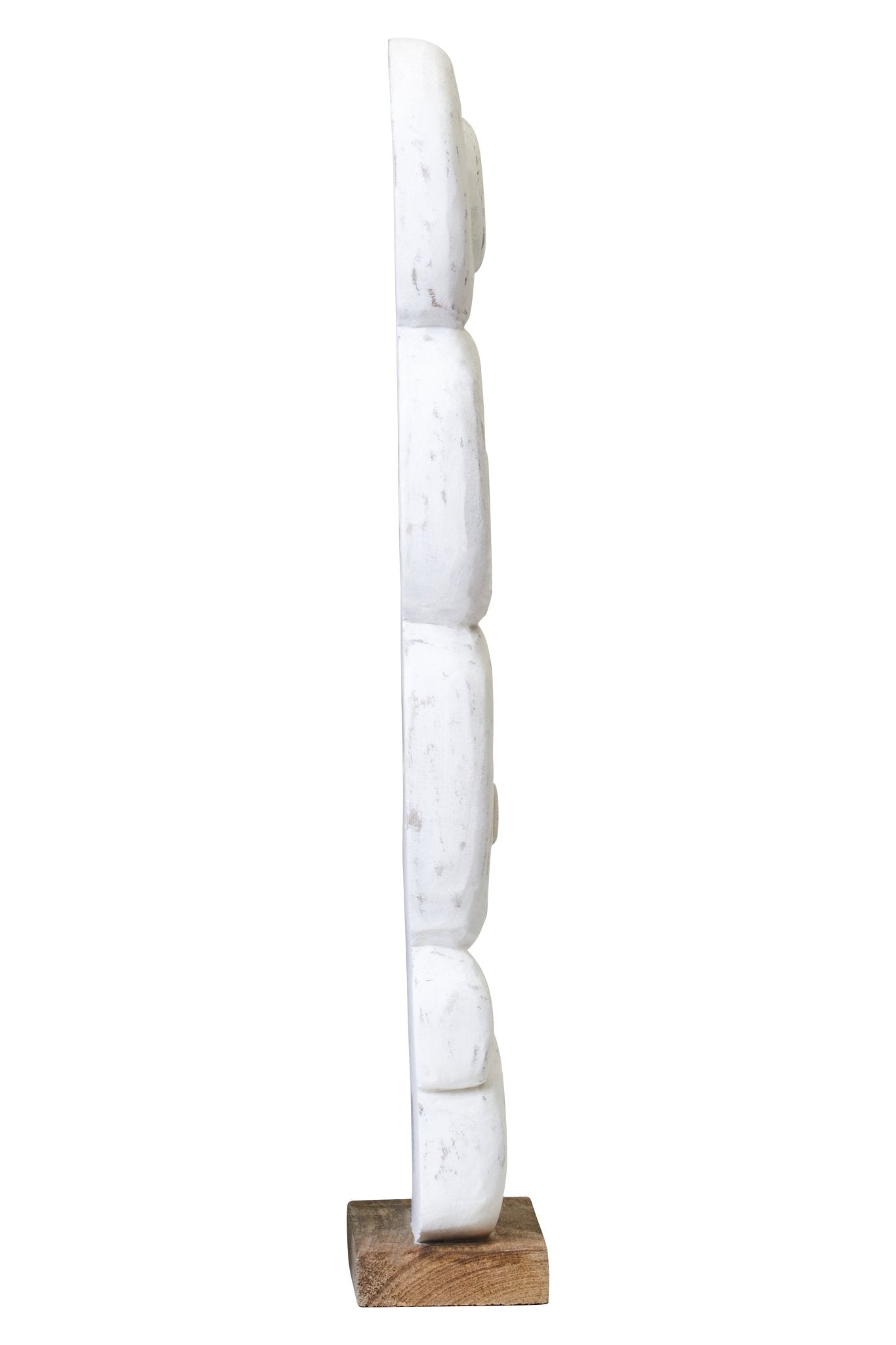 Eir Rustic White Mango Wood Ring Sculpture - Skandi London