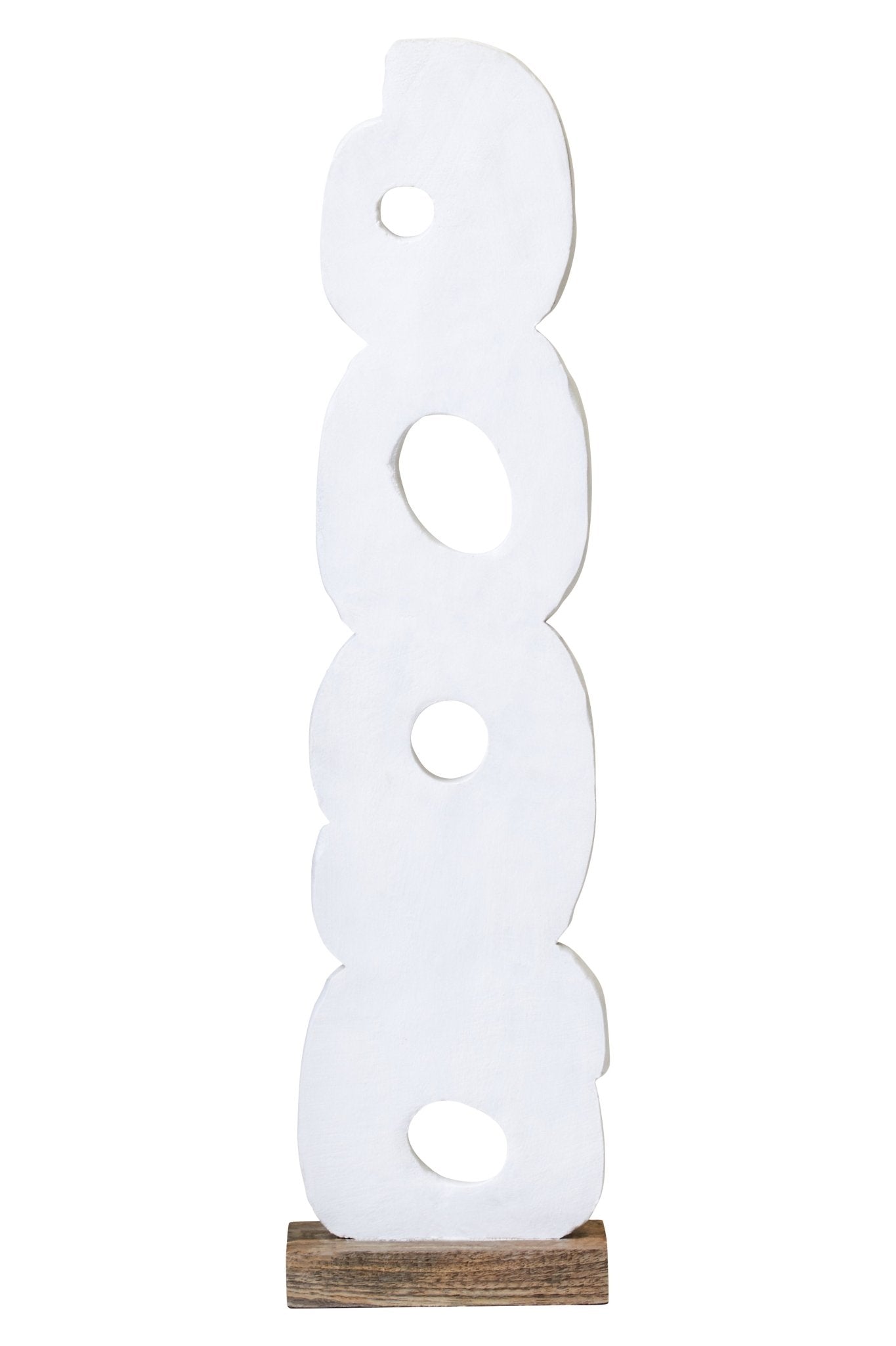 Eir Rustic White Mango Wood Ring Sculpture - Skandi London