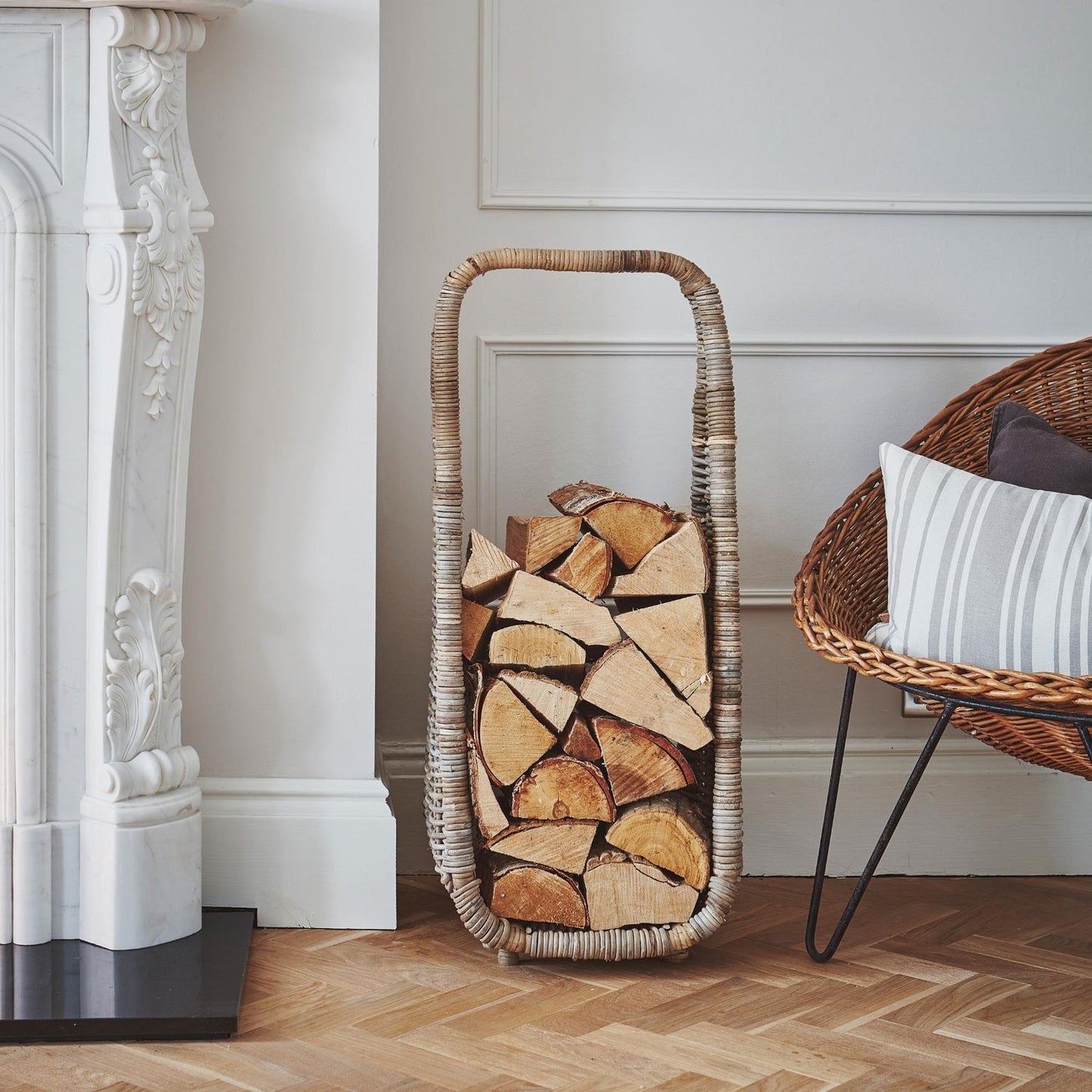 Herning Rattan Tall Log Storage - Skandi London