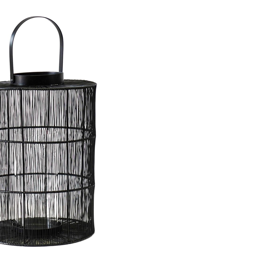 Vega Wirework Lantern with Glass Insert Black - Large - Skandi London