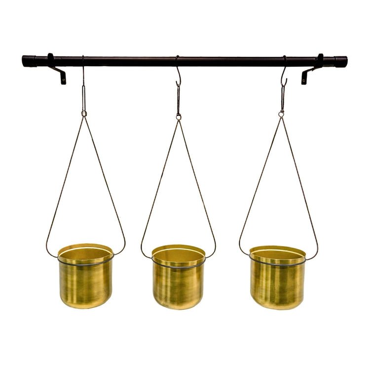 Linear Hanging Planters 81CM Black and Gold - Skandi London