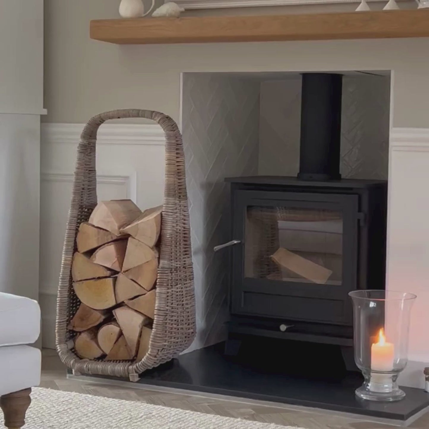 Herning Rattan Tall Log Storage - Skandi London