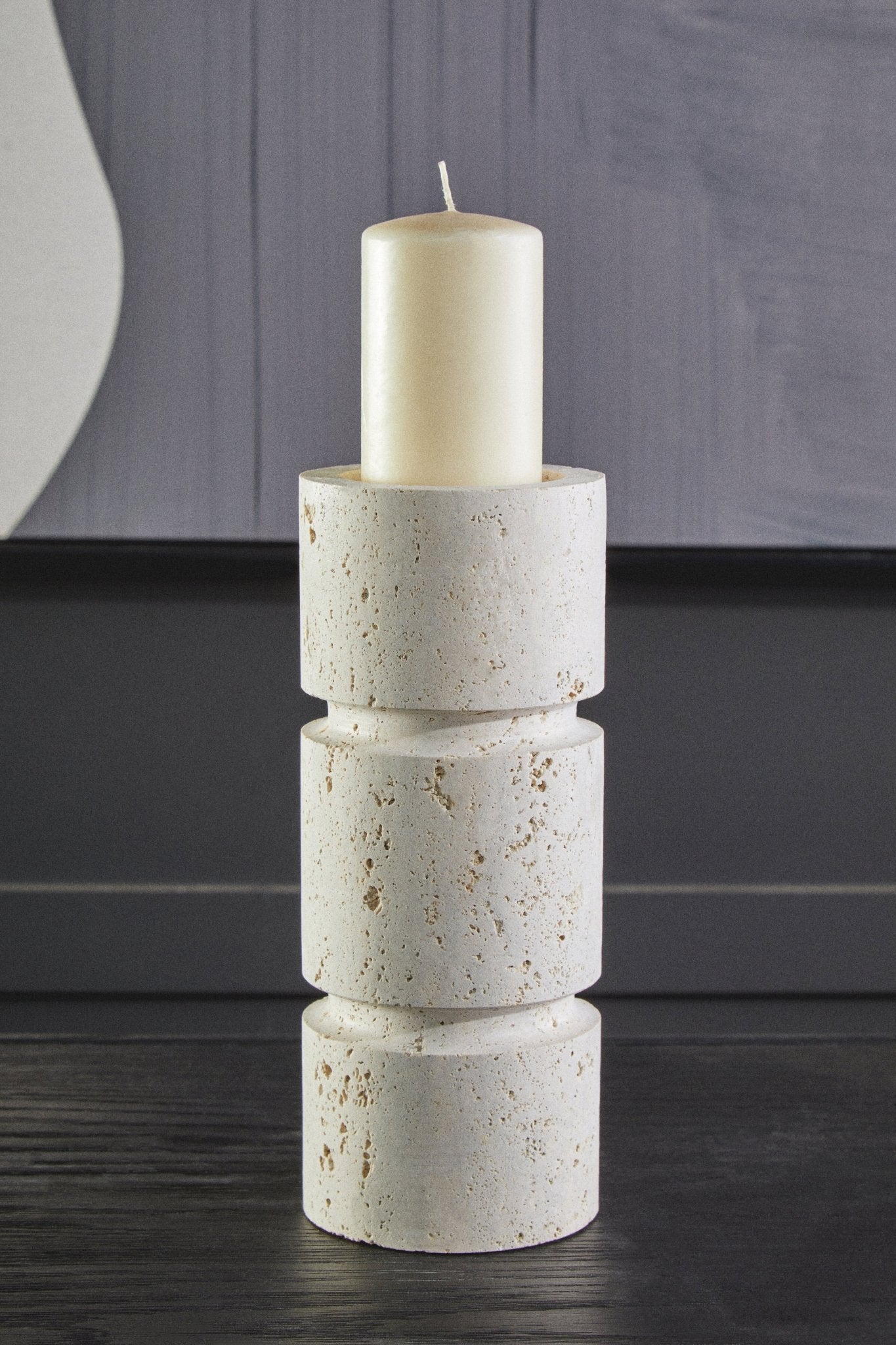 Ragnar Travertine Small Candle Holder - Skandi London