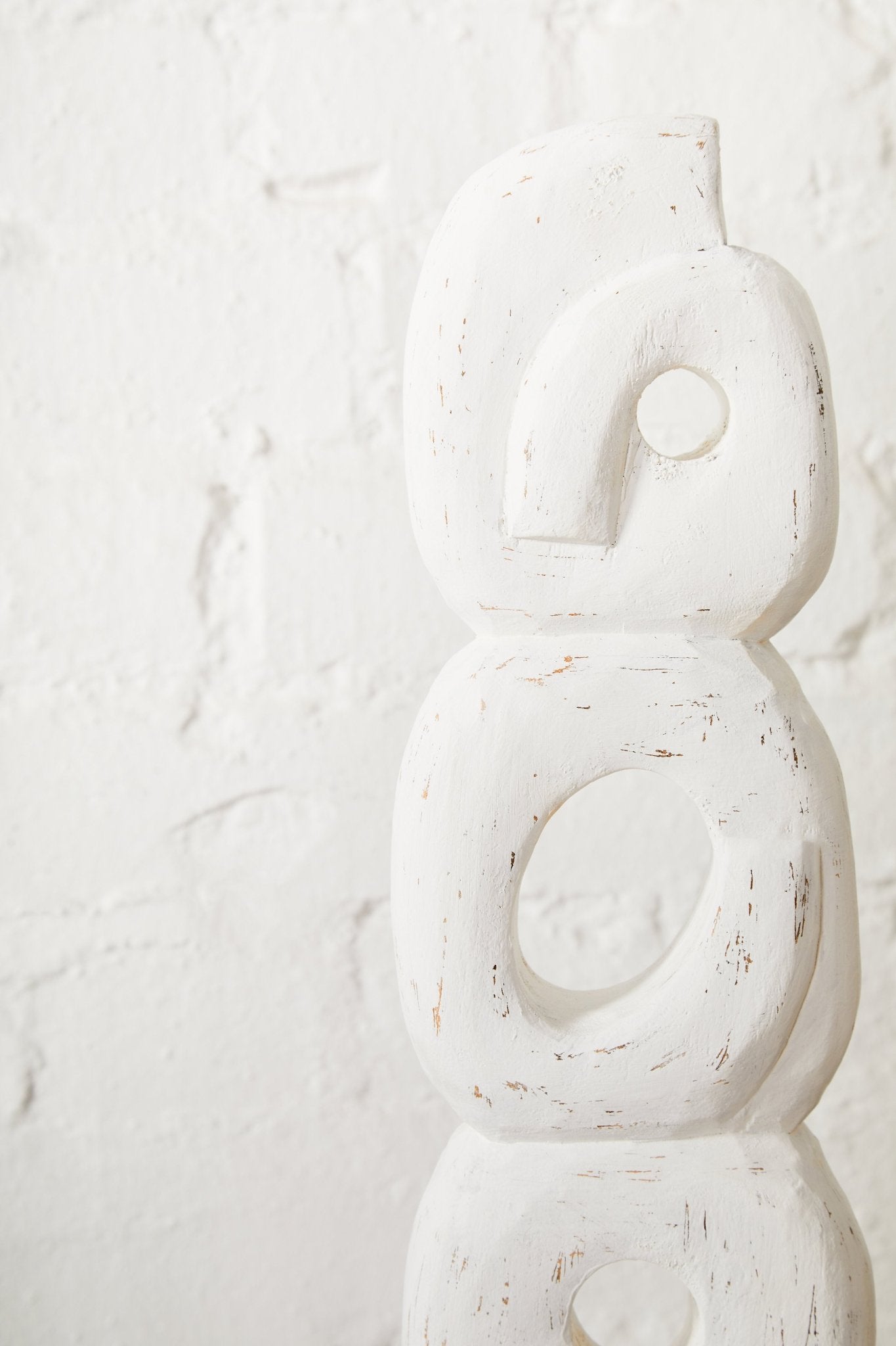 Eir Rustic White Mango Wood Ring Sculpture - Skandi London