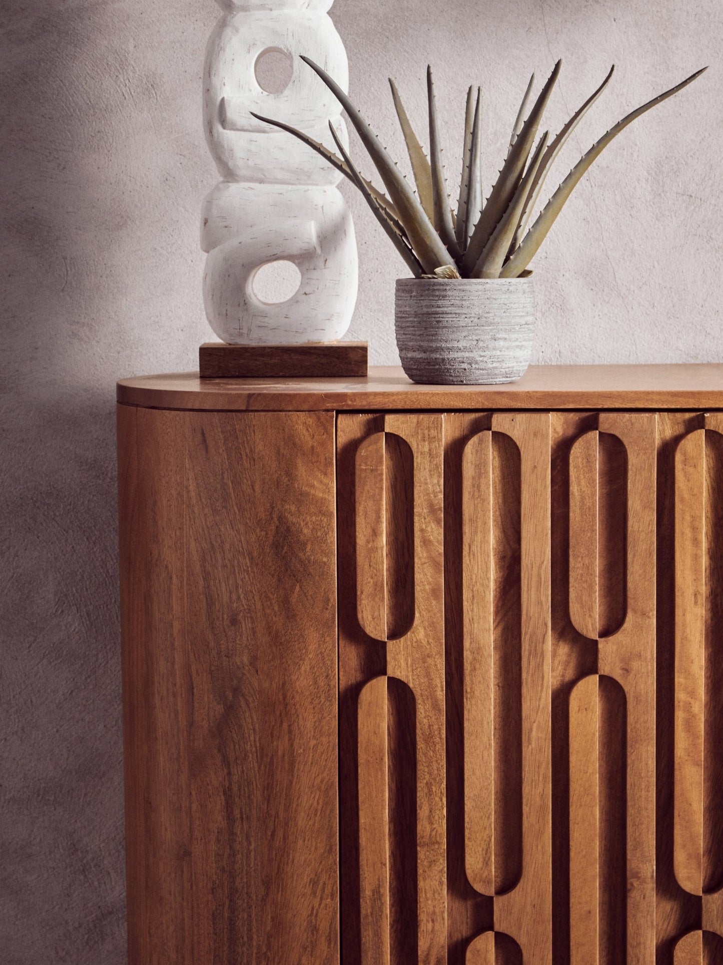 Eir Rustic White Mango Wood Ring Sculpture - Skandi London