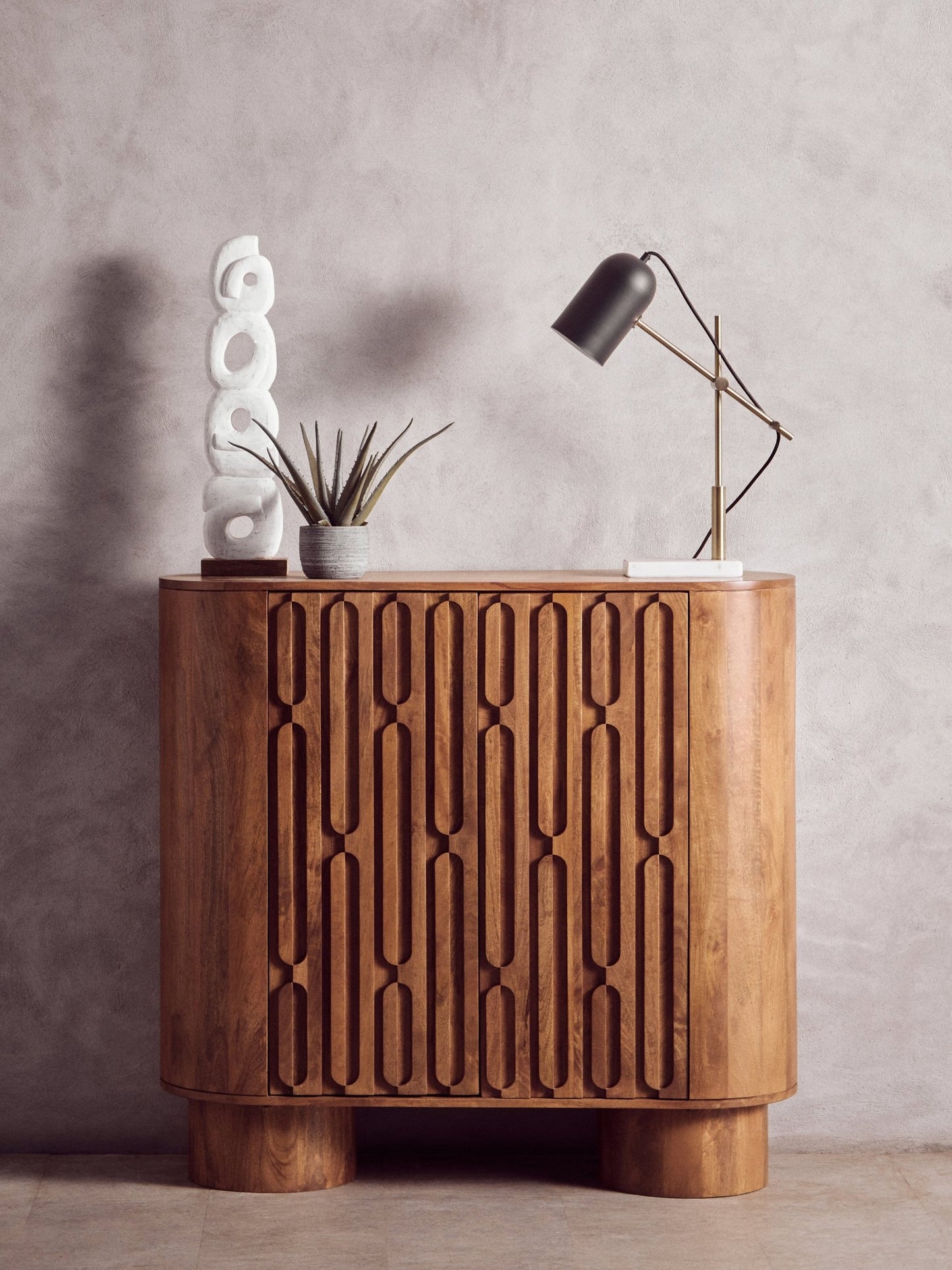 Eir Rustic White Mango Wood Ring Sculpture - Skandi London
