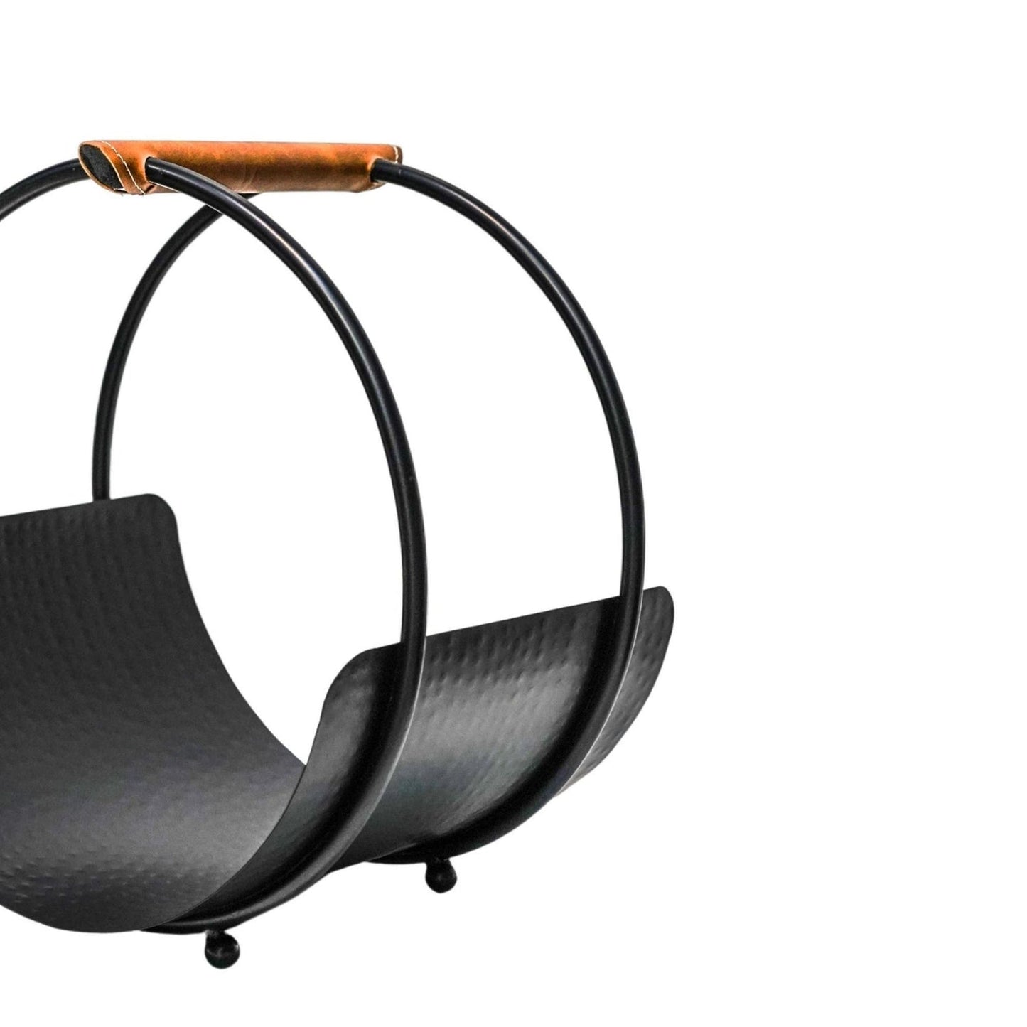 Hofn Leather Handle Round Log Holder - Skandi London