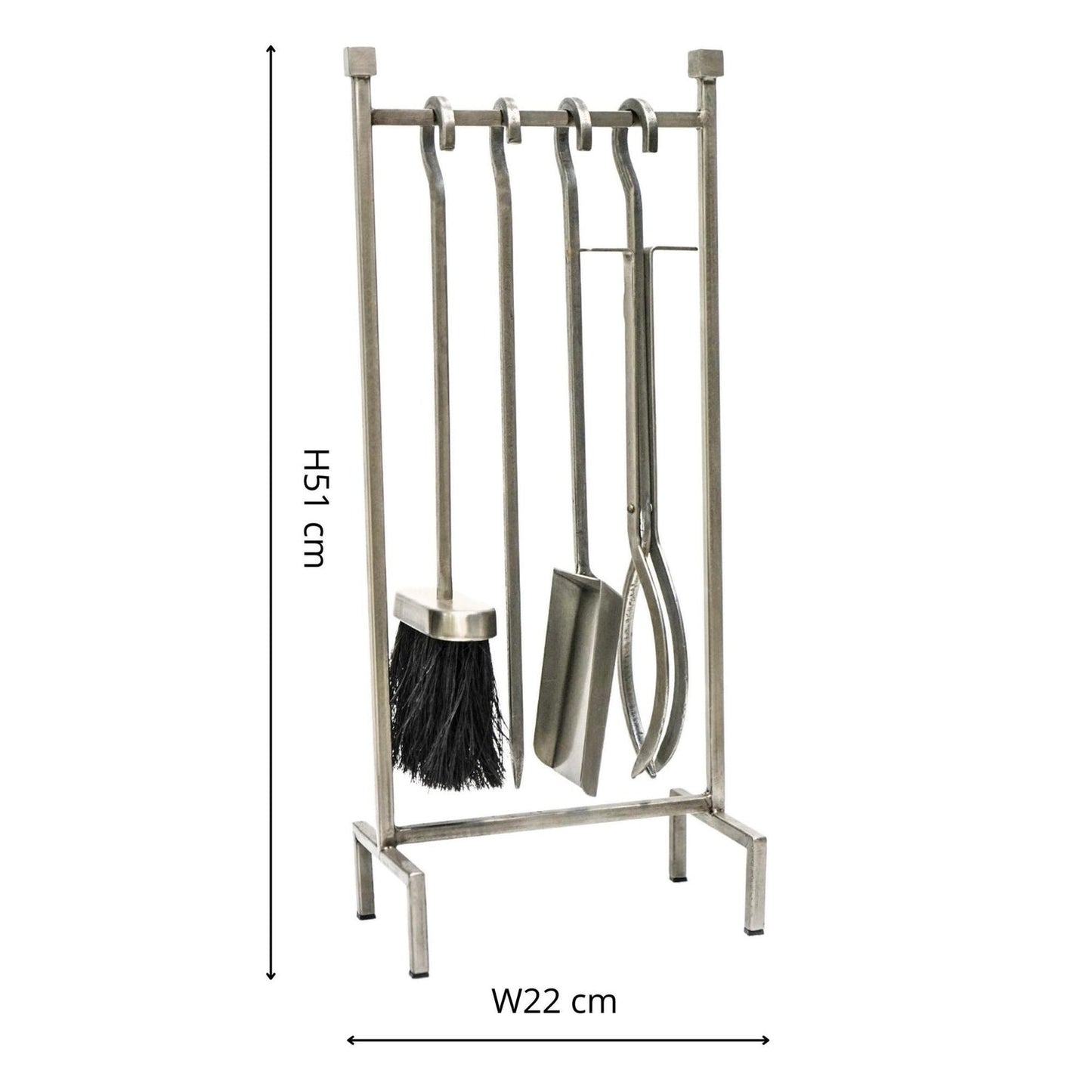 Horsens Iron Hanging Rack Fireside Companion Set Pewter - Skandi London