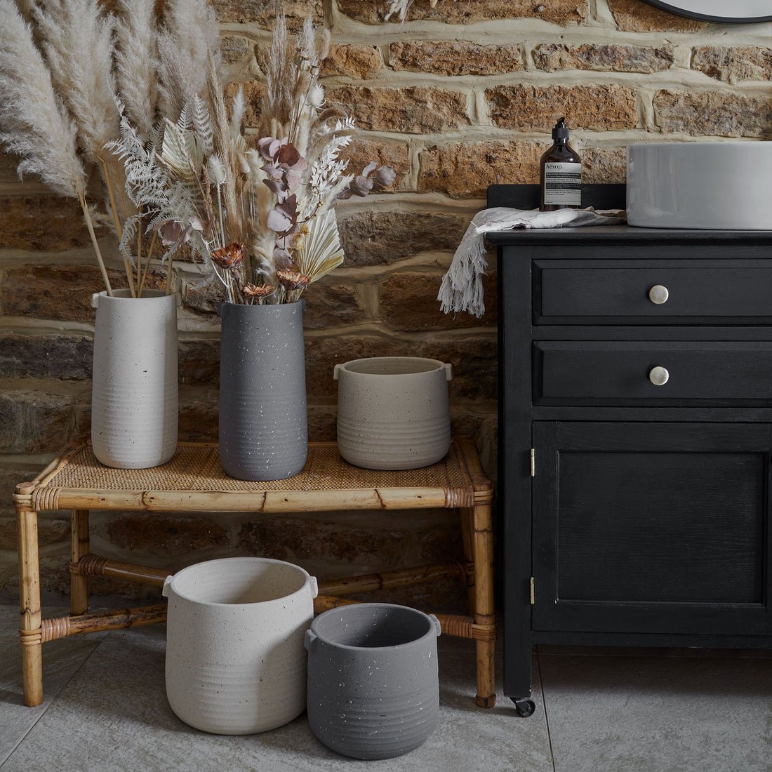 Viveca Terrazzo Handle Planter Oat - Large - Skandi London