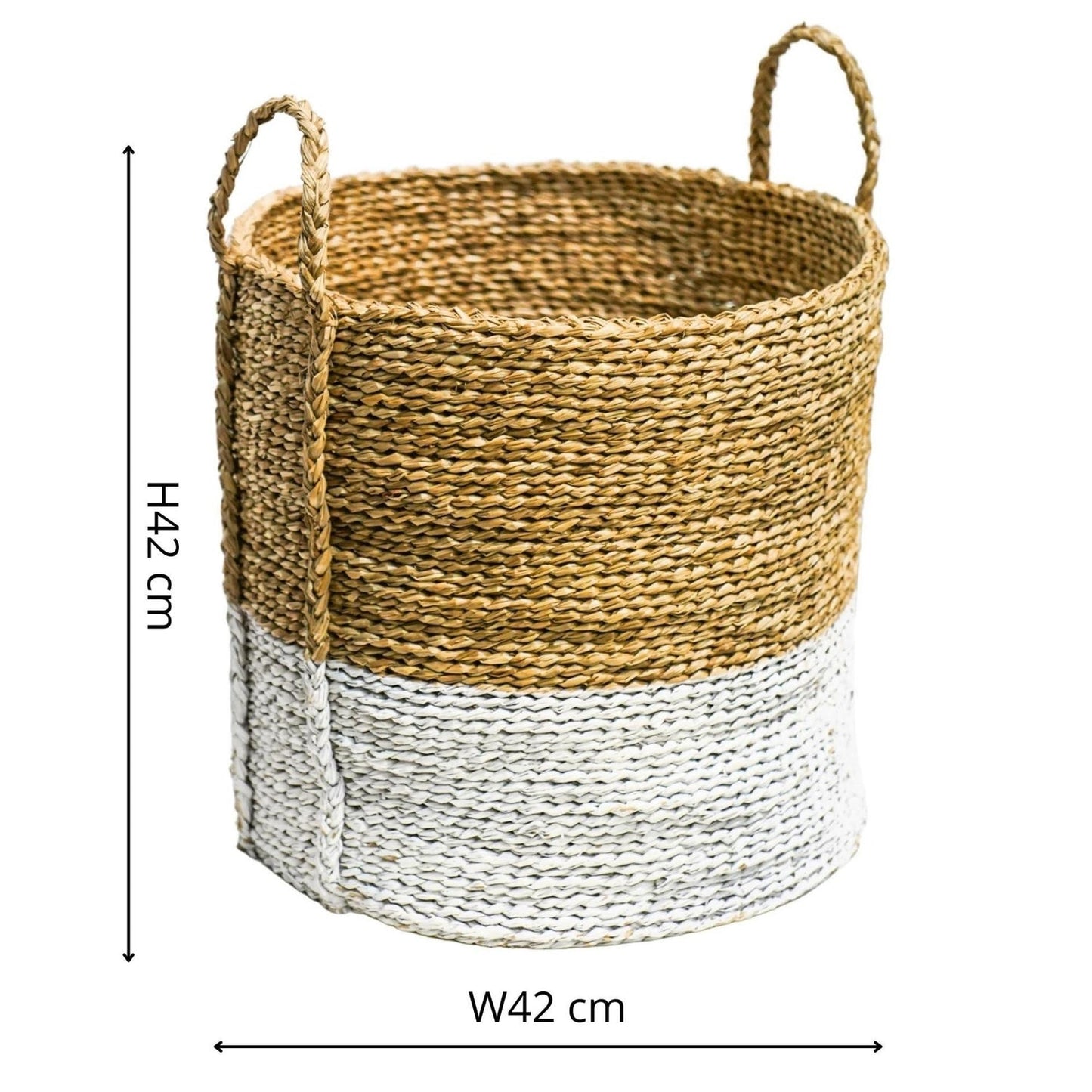 Hella Seagrass Log & Kindling Basket, White, Set of 2 - Skandi London