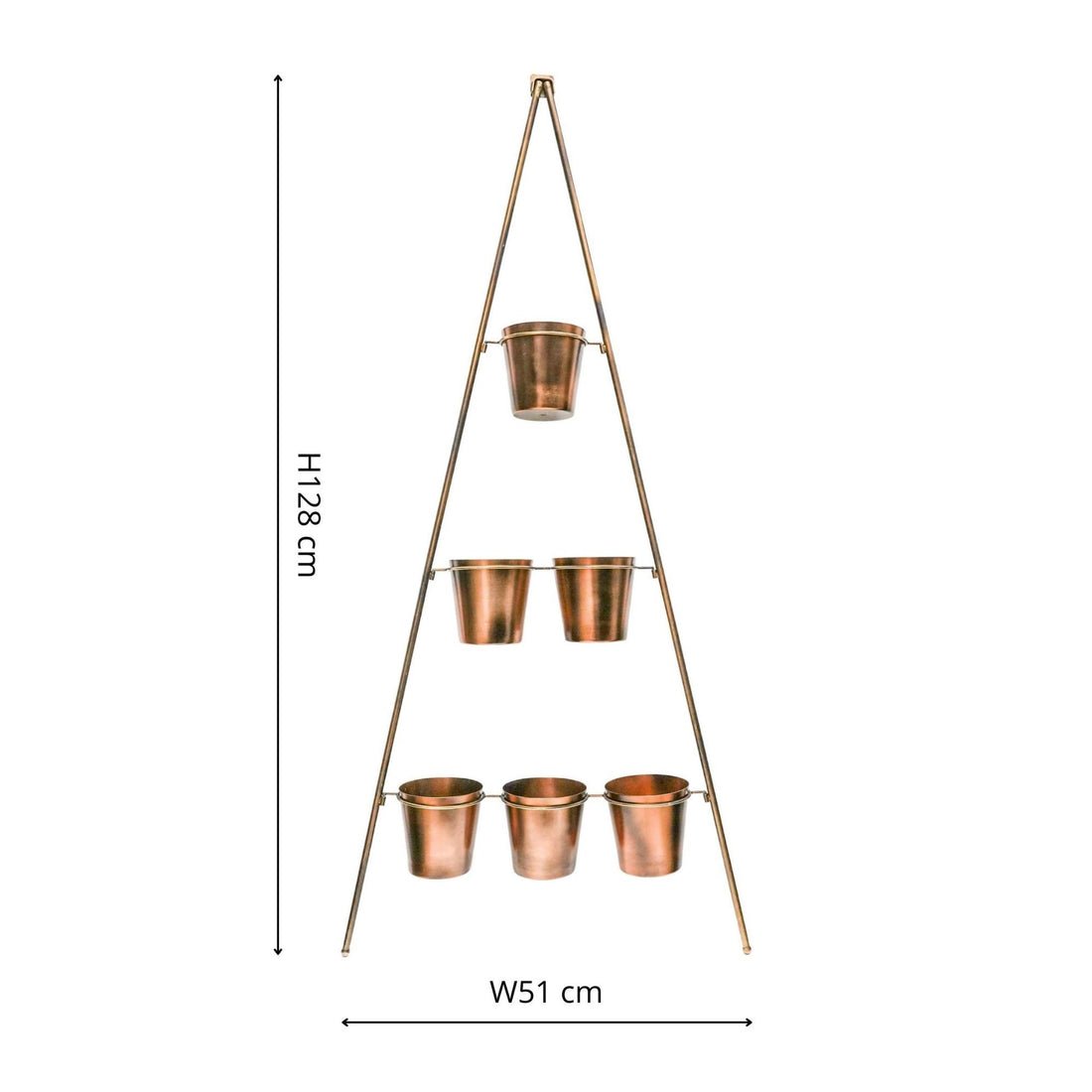 Outdoor Ulrica Vertical Gold Metal Wall Plant Stand with Planters - Small - Skandi London