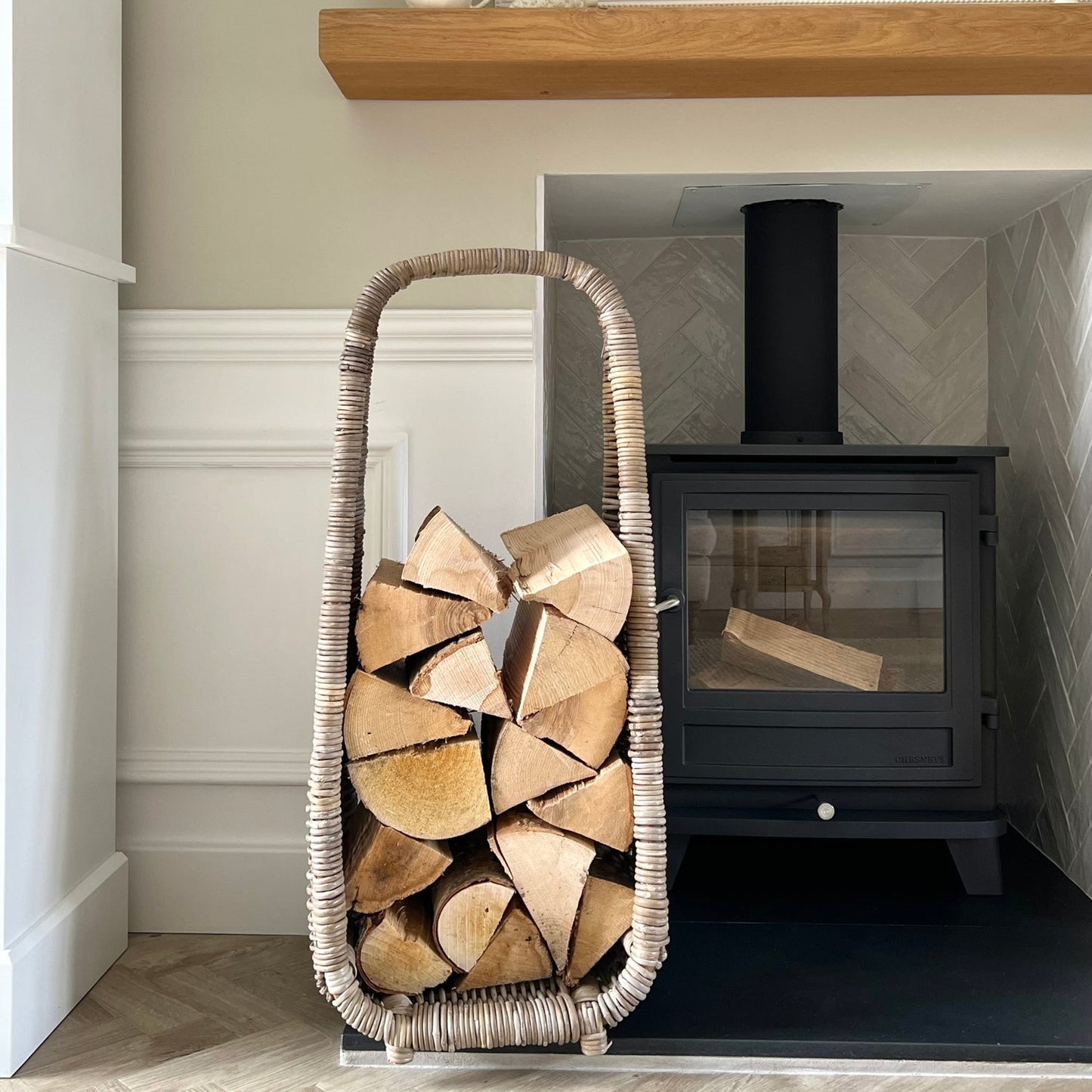 Herning Rattan Tall Log Storage - Skandi London