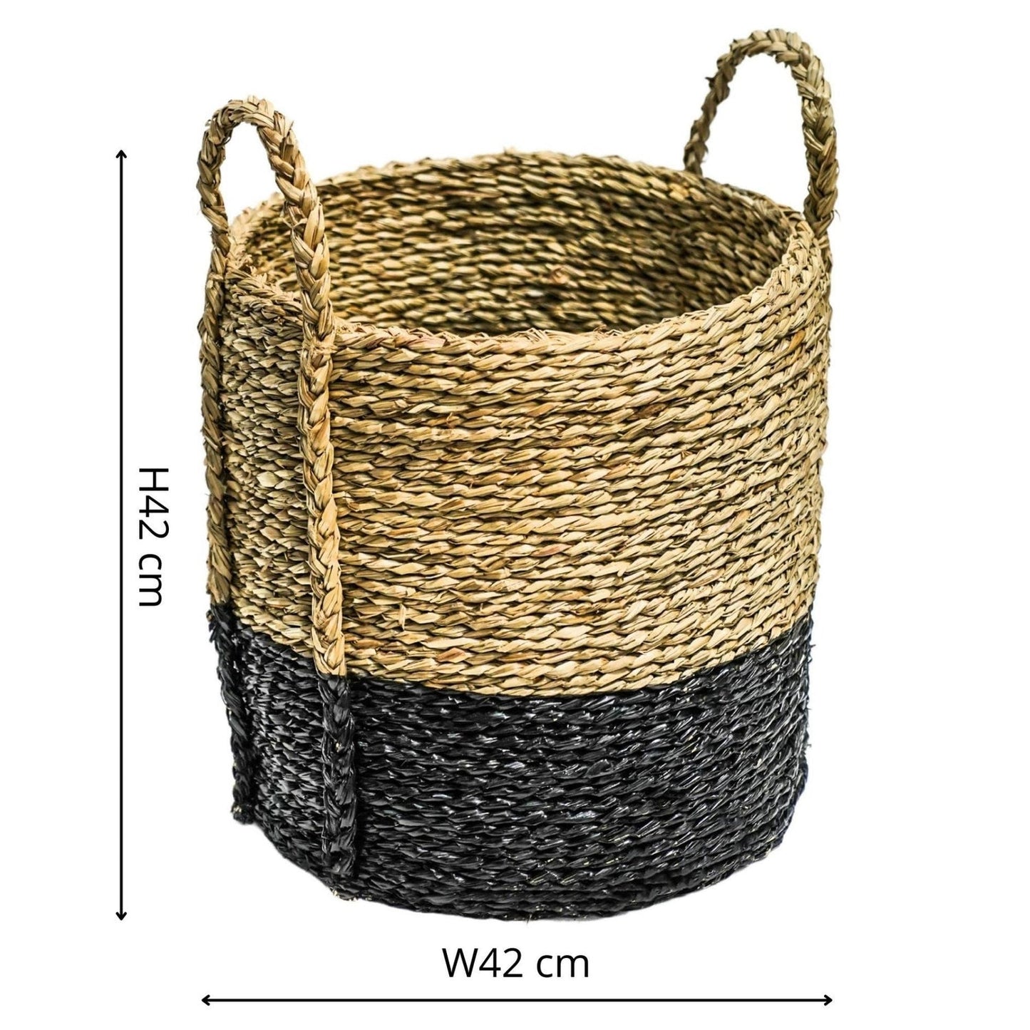 Hella Seagrass Log & Kindling Basket, Black, Set of 2 - Skandi London