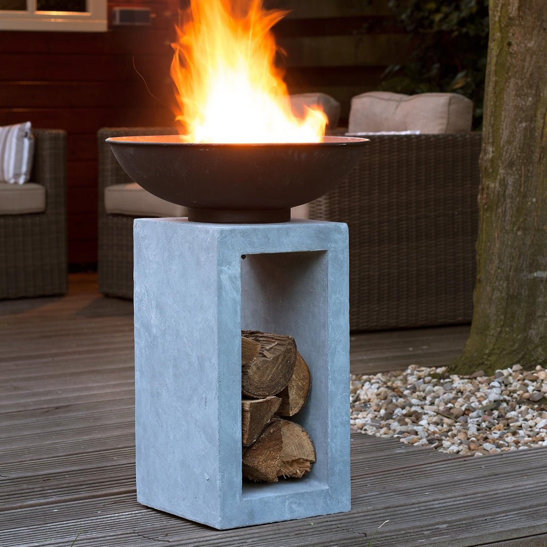 Tyw Fire Pit & Square Console Cement - Skandi London