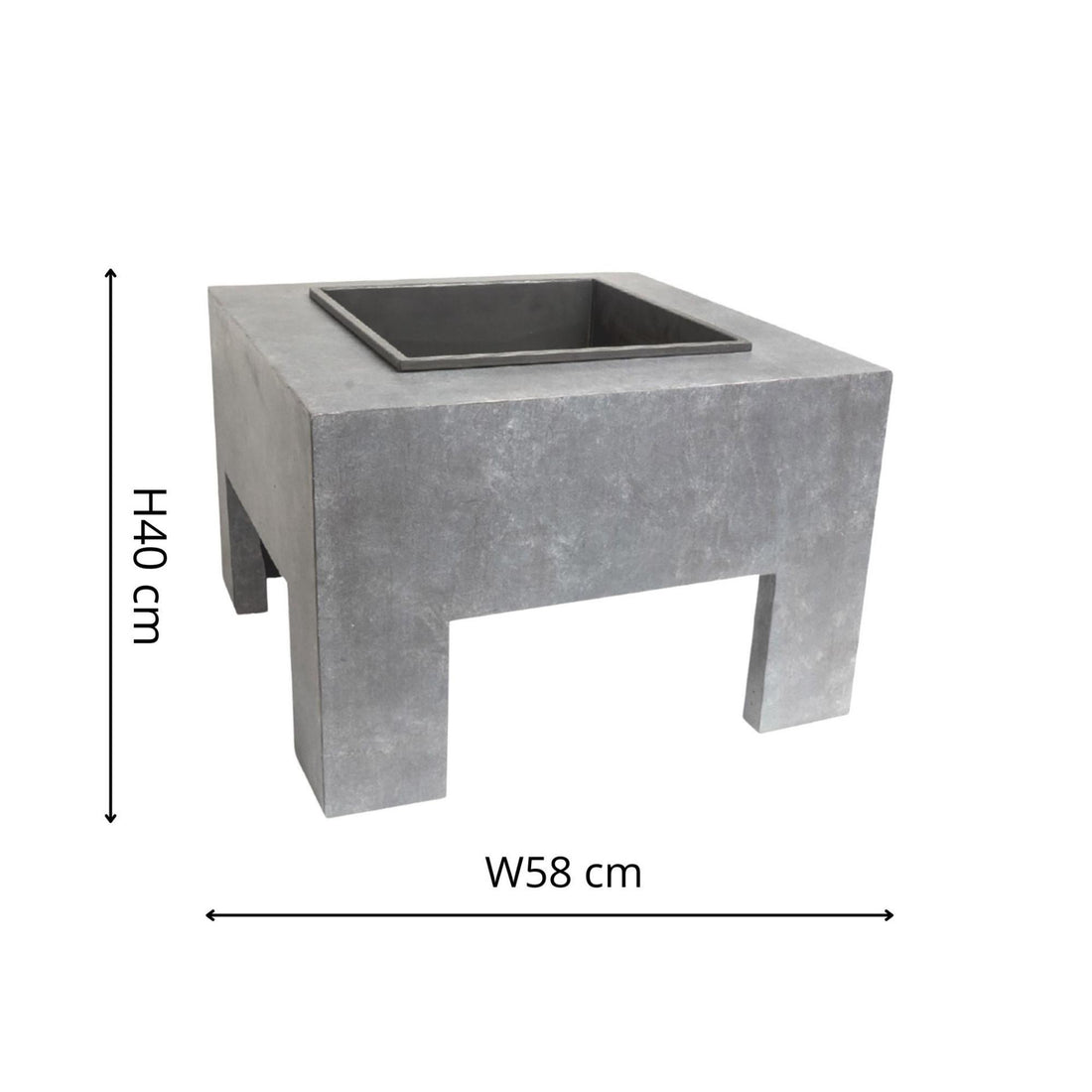 Tuva Square Fire Pit & Square Console Cement - Skandi London