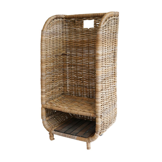 Herning Rattan Log Trolley with Kindling Shelf - Skandi London