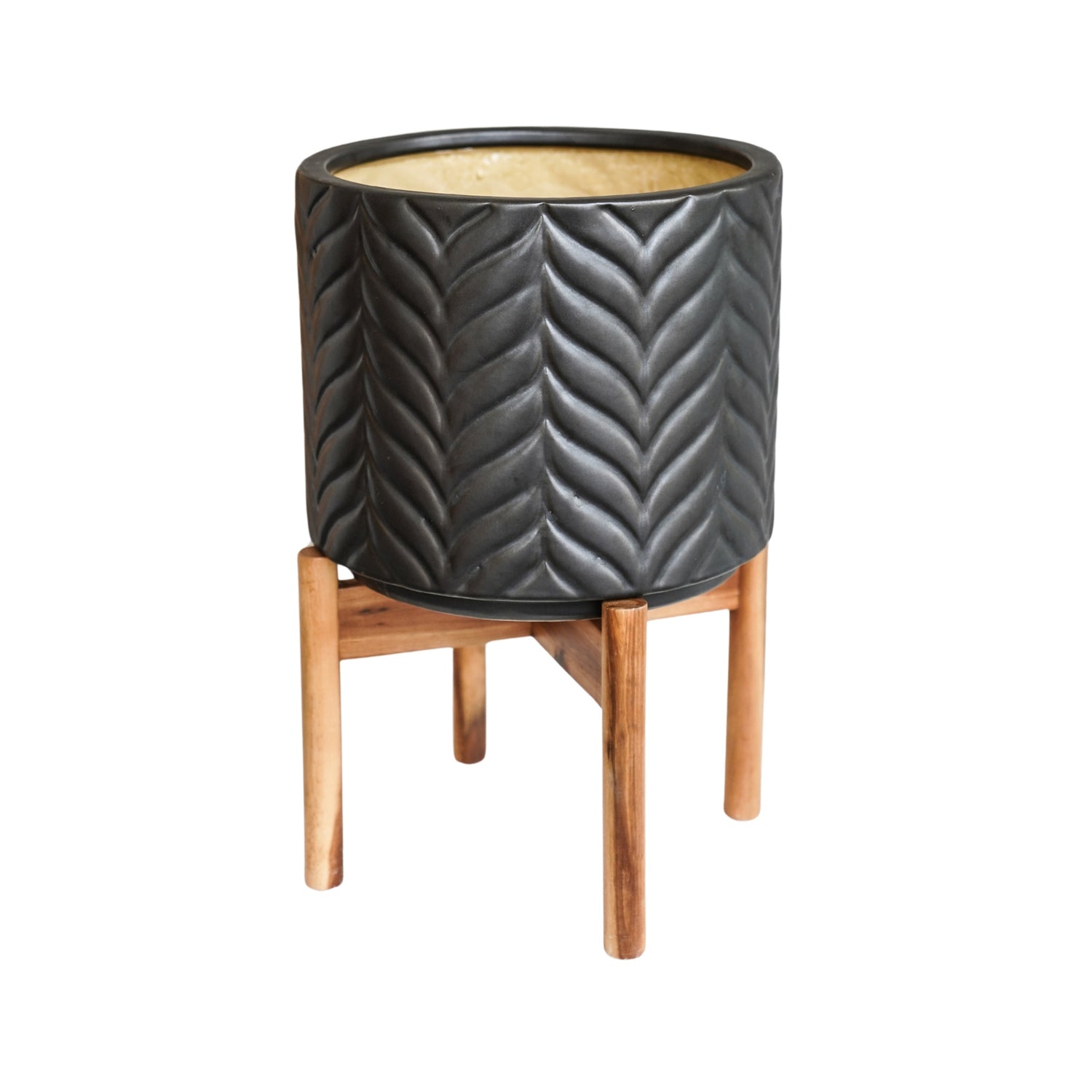 Andebu Chevron Pewter Planter Large - Large - Skandi London