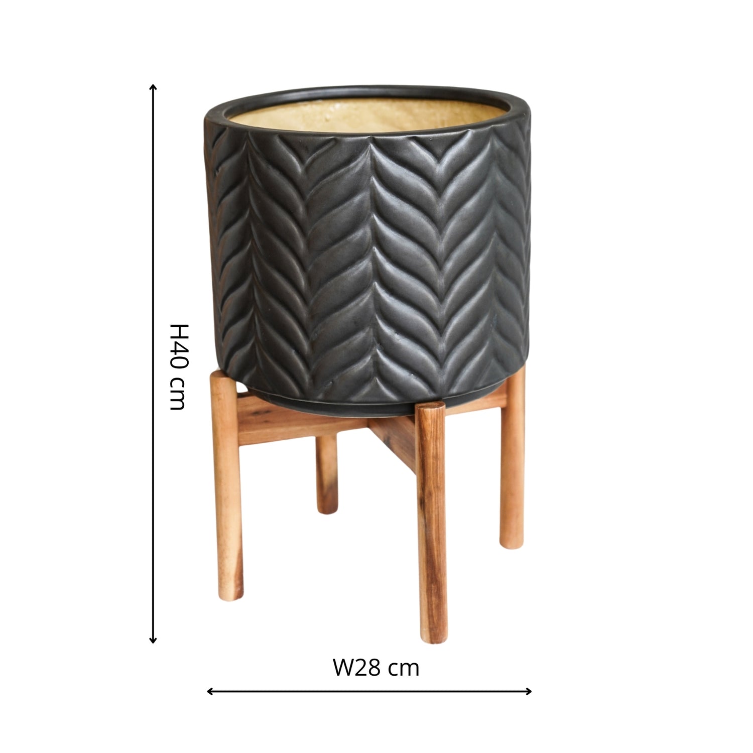 Andebu Chevron Pewter Planter Large - Large - Skandi London