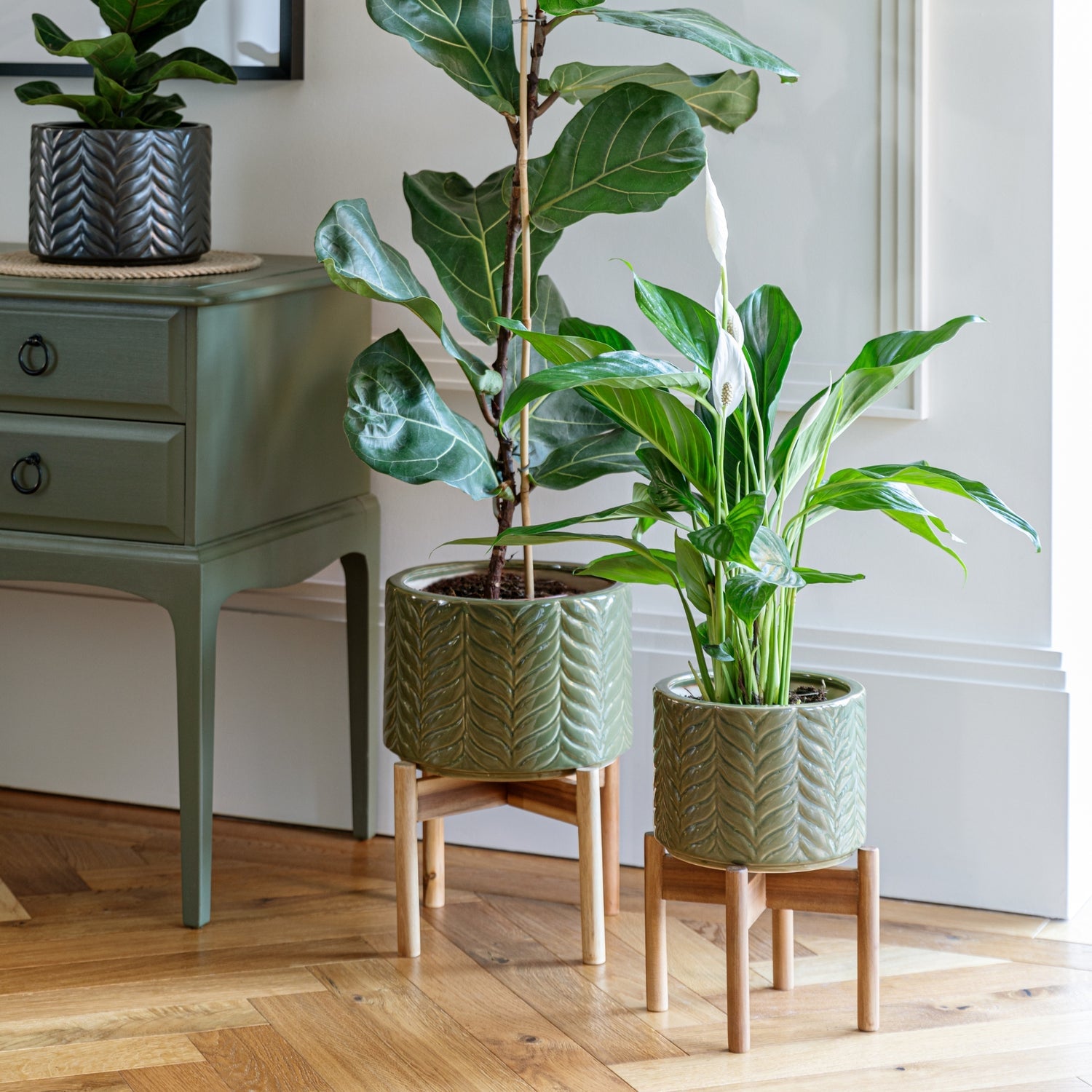Andebu Chevron Moss Planter Medium - Medium - Skandi London