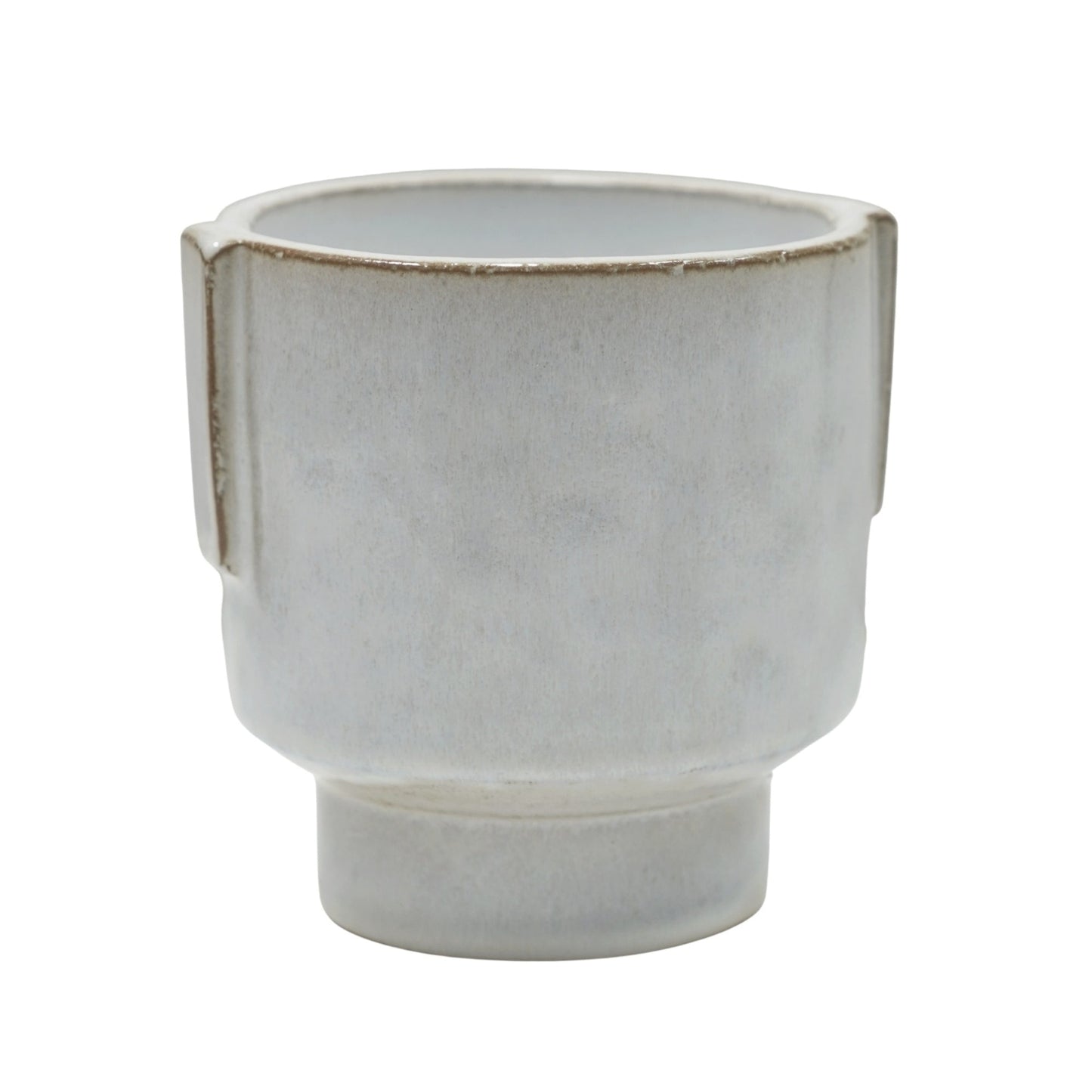 Aries Glazed handles planter White H20cm D19cm - Skandi London