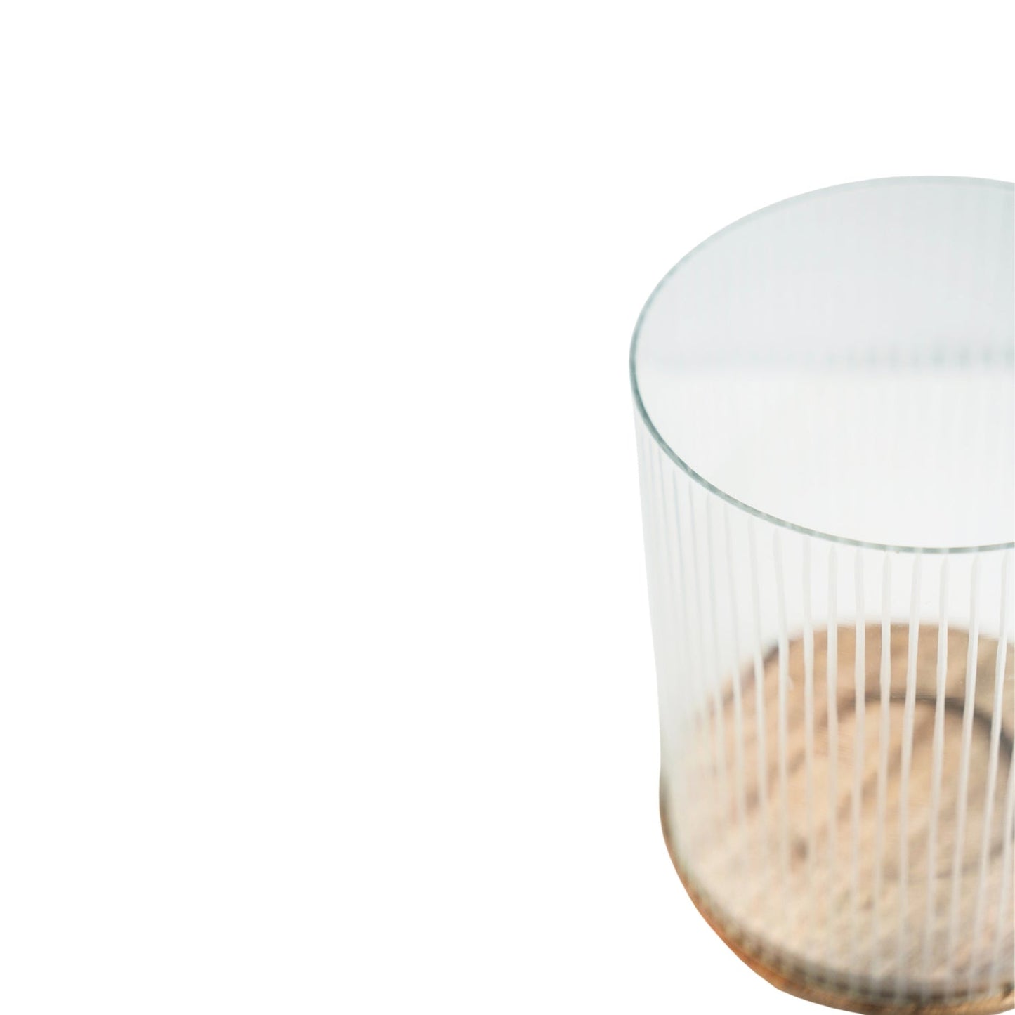 Faaborg Ribbed Glass Wooden Candle Holder Medium - Medium - Skandi London