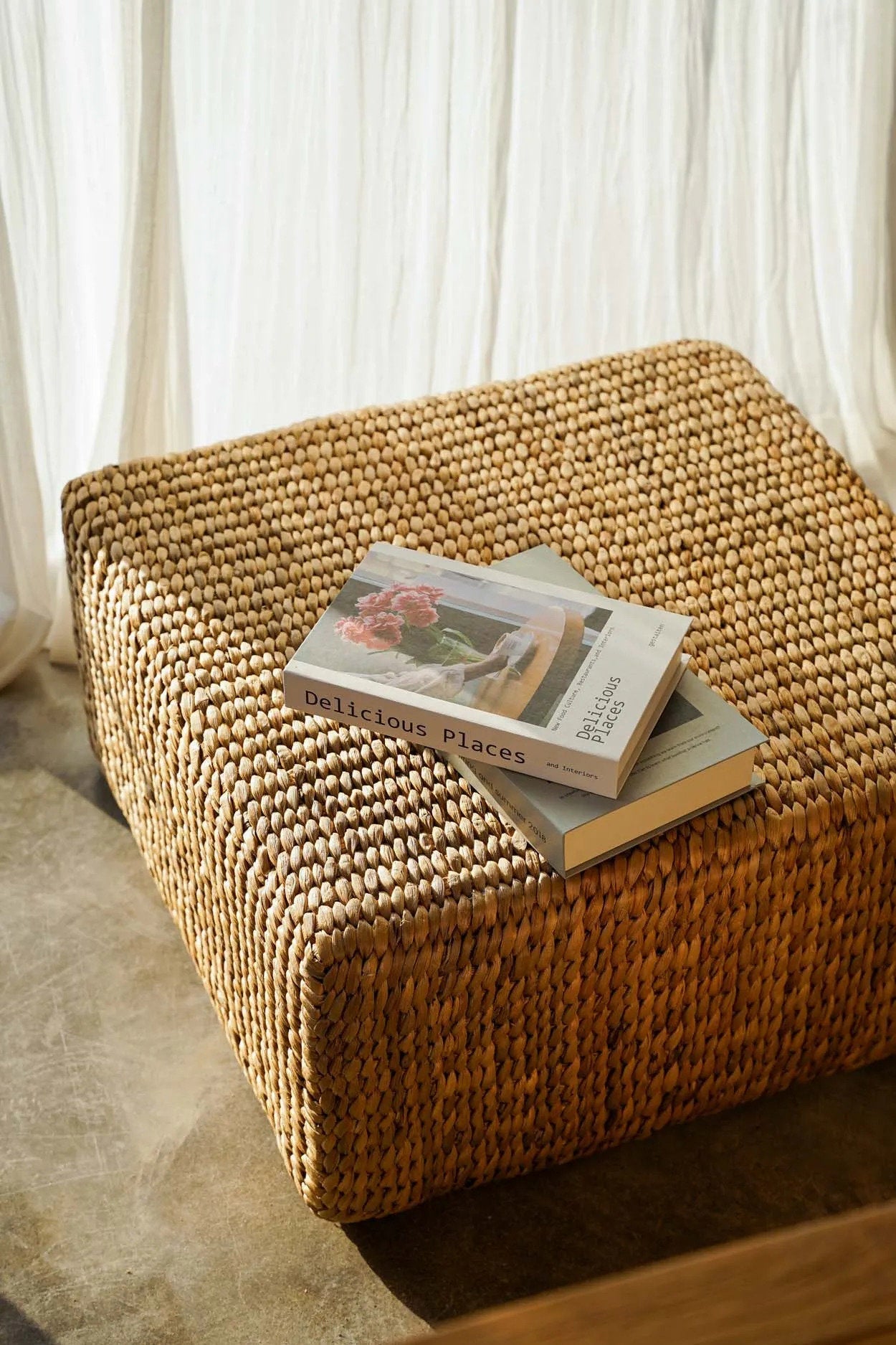 The Hyacinth Pouffe Square - Natural - Medium