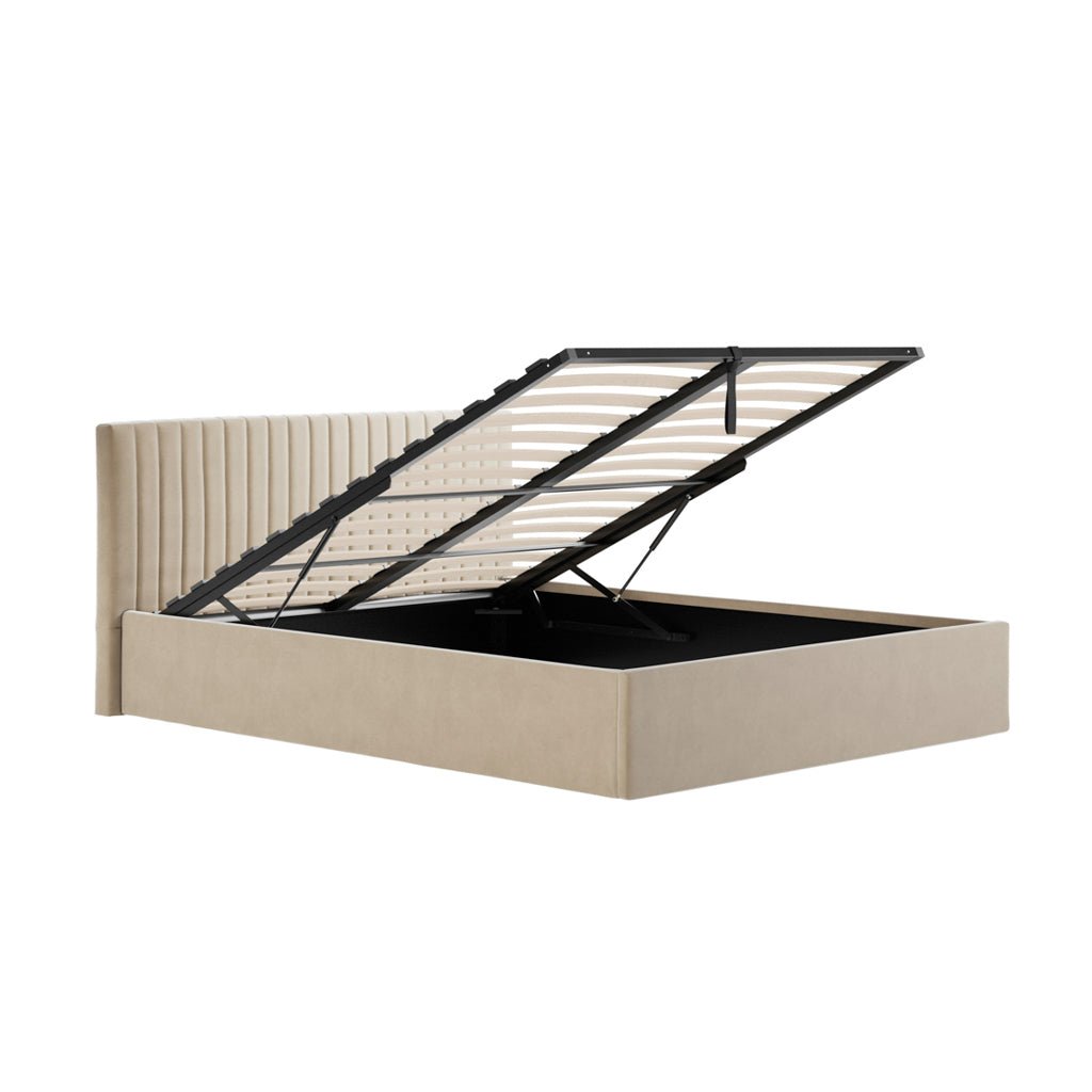 Soho Nordic Beige Ottoman Double Bed - Skandi London
