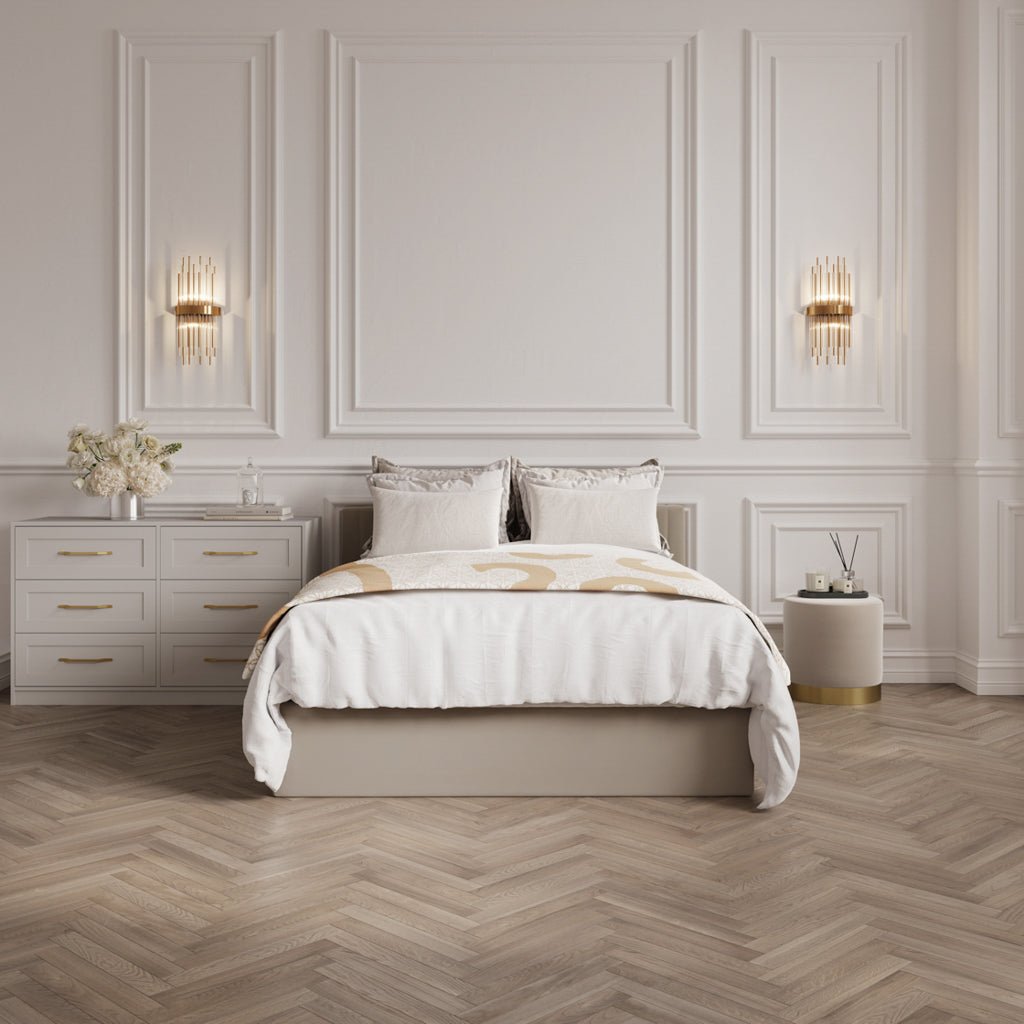 Soho Nordic Beige Ottoman Double Bed - Skandi London