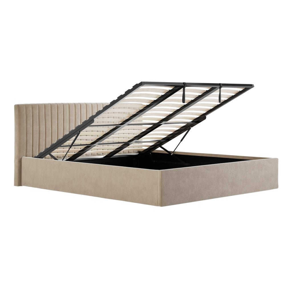 Soho Nordic Beige Ottoman Super King Size Bed - Skandi London