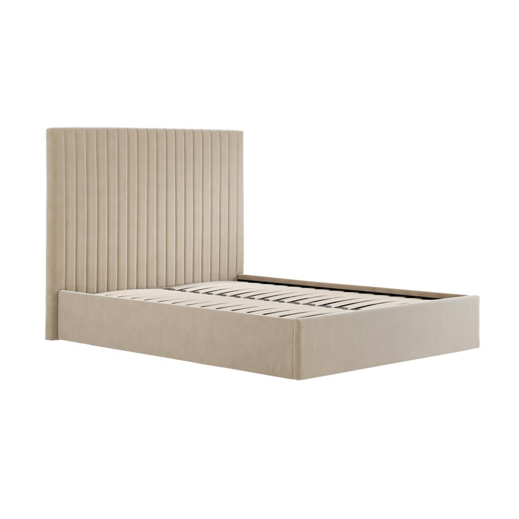 Soho Nordic Beige Tall Ottoman Double Bed - Skandi London
