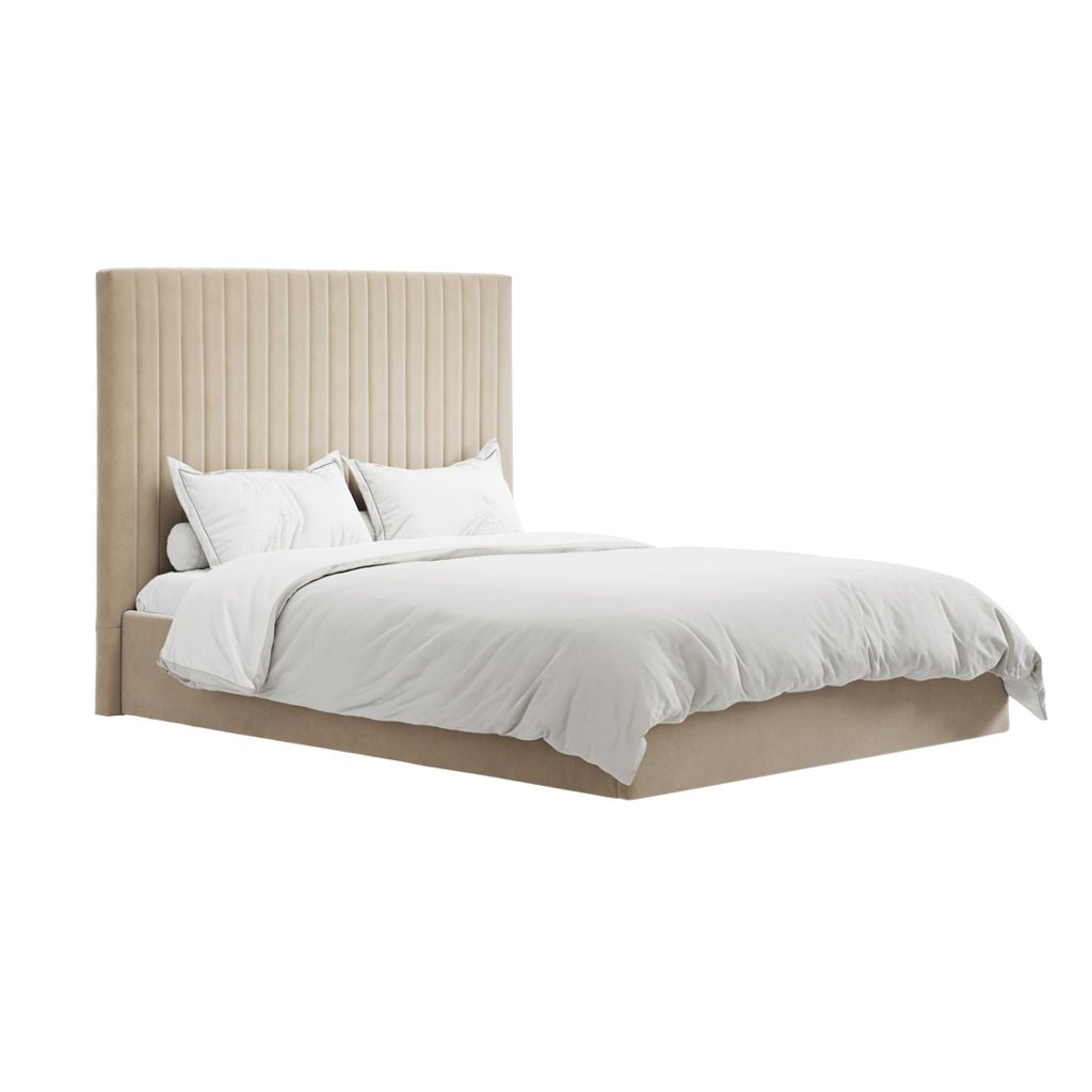 Soho Nordic Beige Tall Ottoman King Size Bed - Skandi London