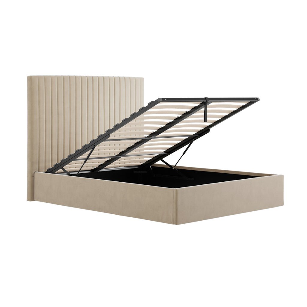 Soho Nordic Beige Tall Ottoman King Size Bed - Skandi London