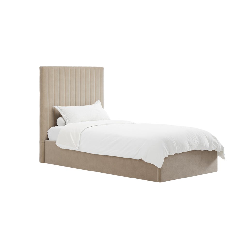 Soho Nordic Beige Tall Ottoman Single Bed - Skandi London