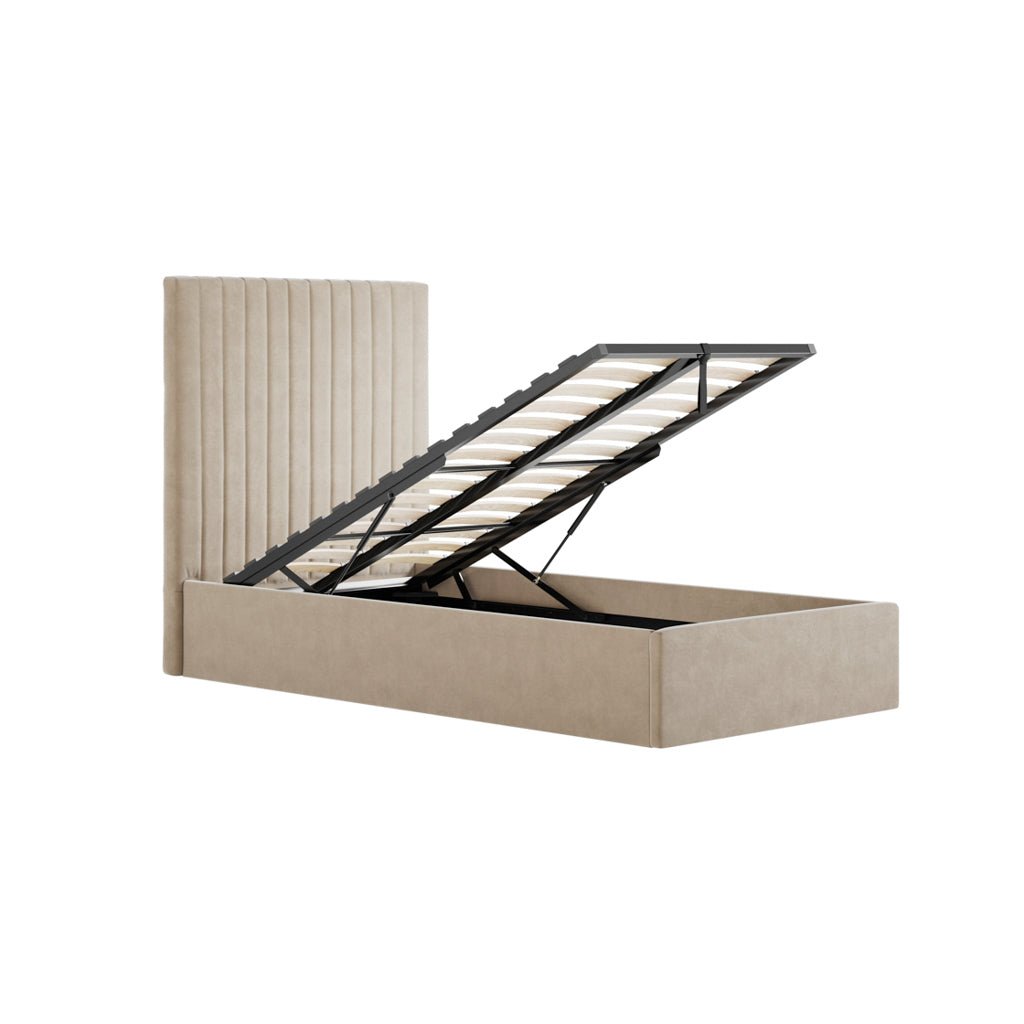 Soho Nordic Beige Tall Ottoman Single Bed - Skandi London