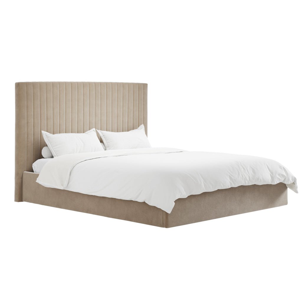 Soho Nordic Beige Tall Ottoman Super King Size Bed - Skandi London