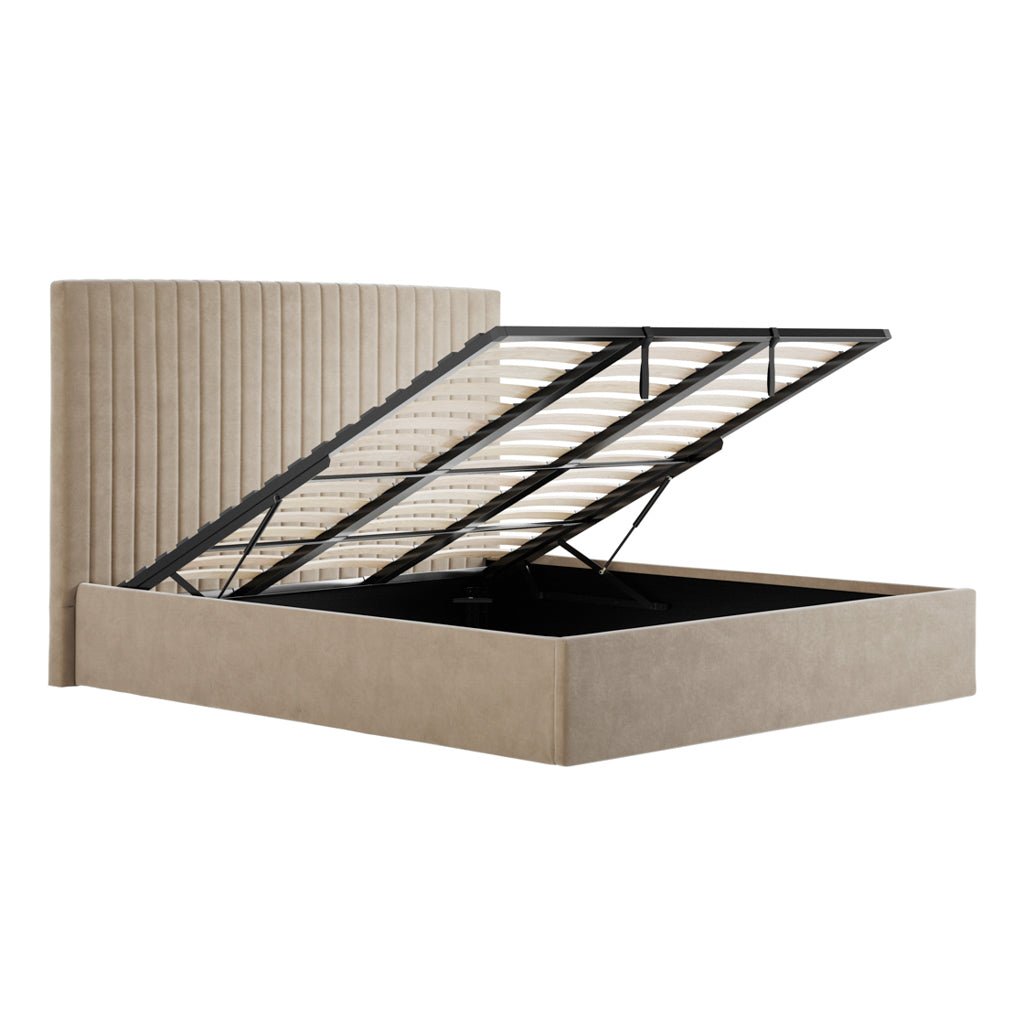 Soho Nordic Beige Tall Ottoman Super King Size Bed - Skandi London