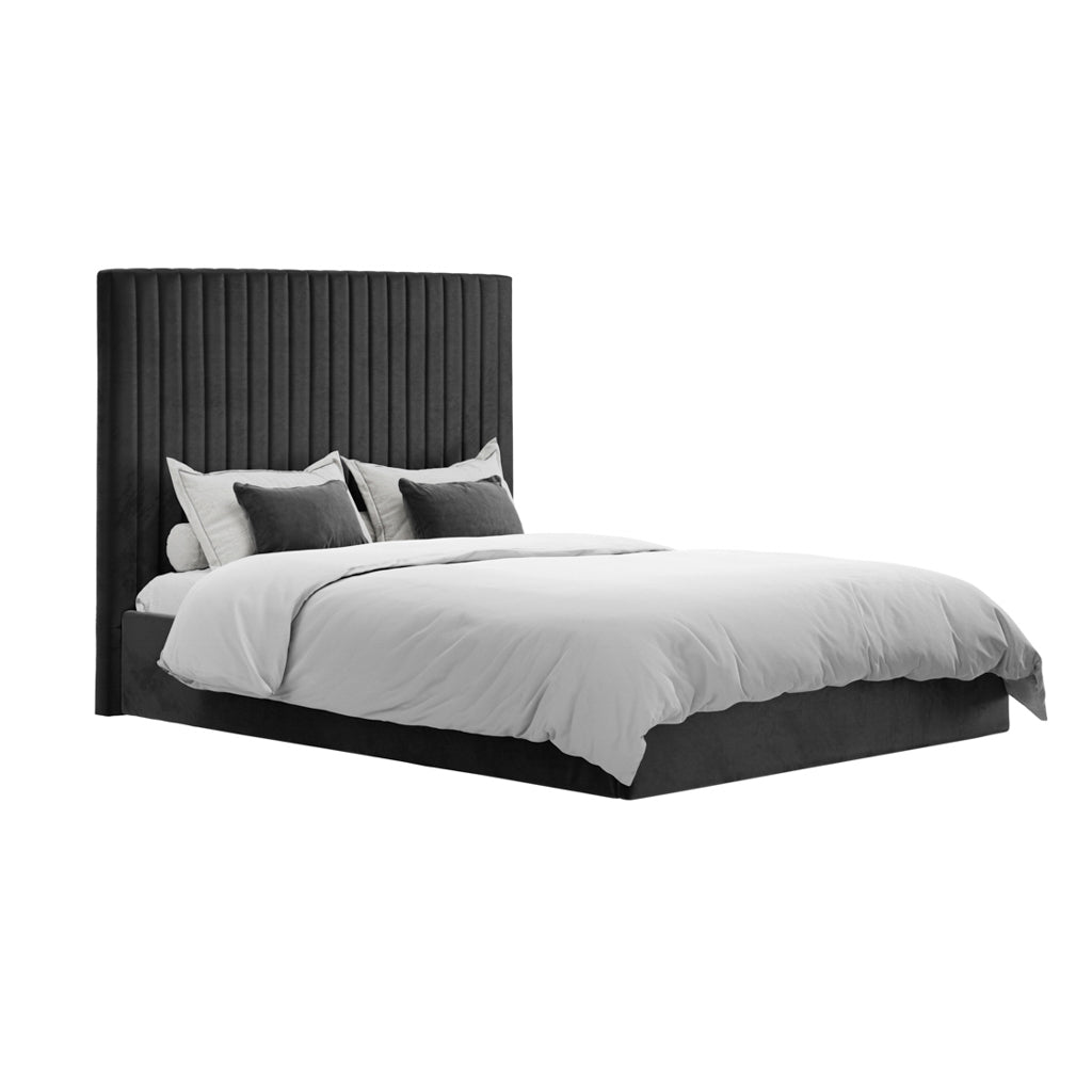 Soho Nordic Black Tall Ottoman King Size Bed - Skandi London