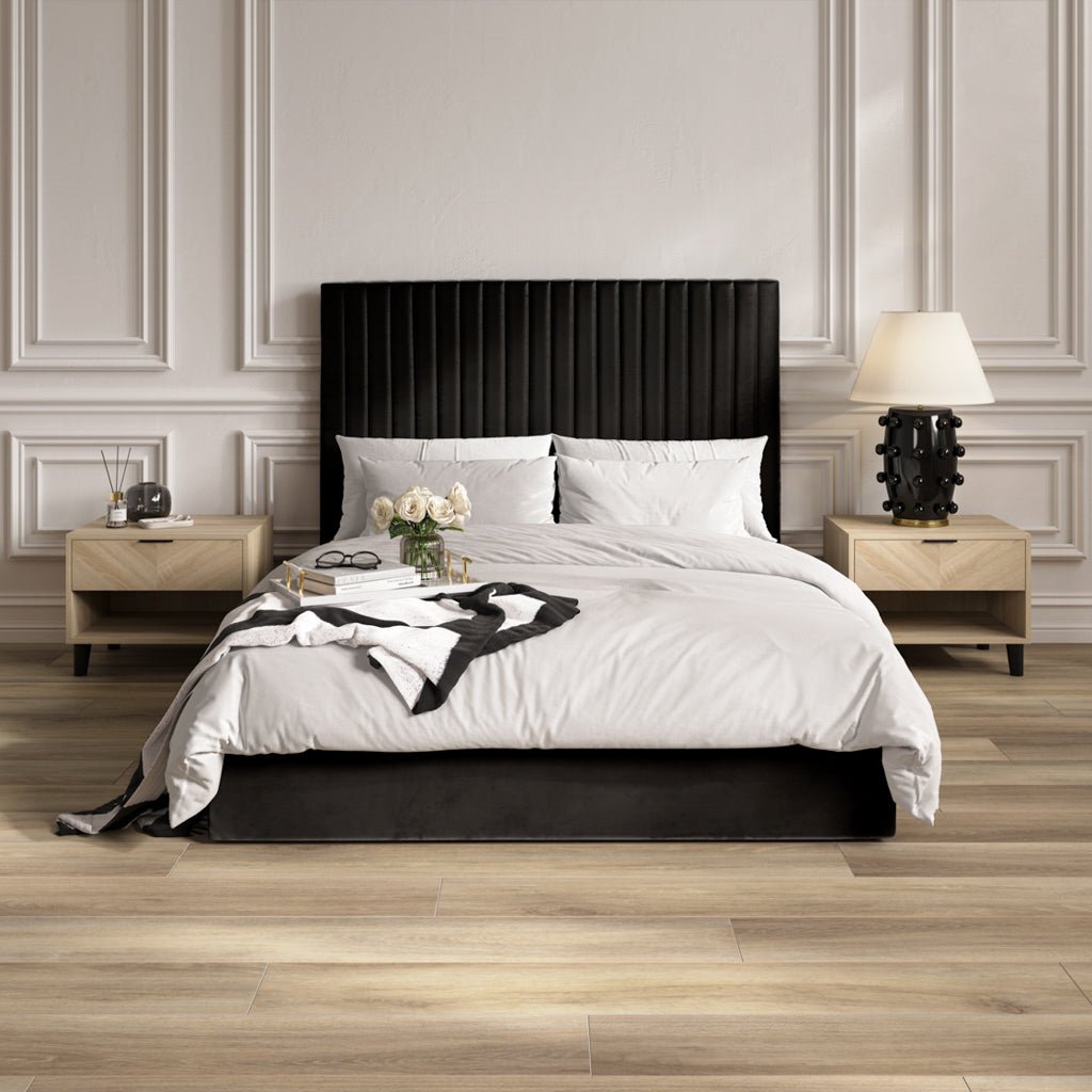 Soho Nordic Black Tall Ottoman King Size Bed - Skandi London