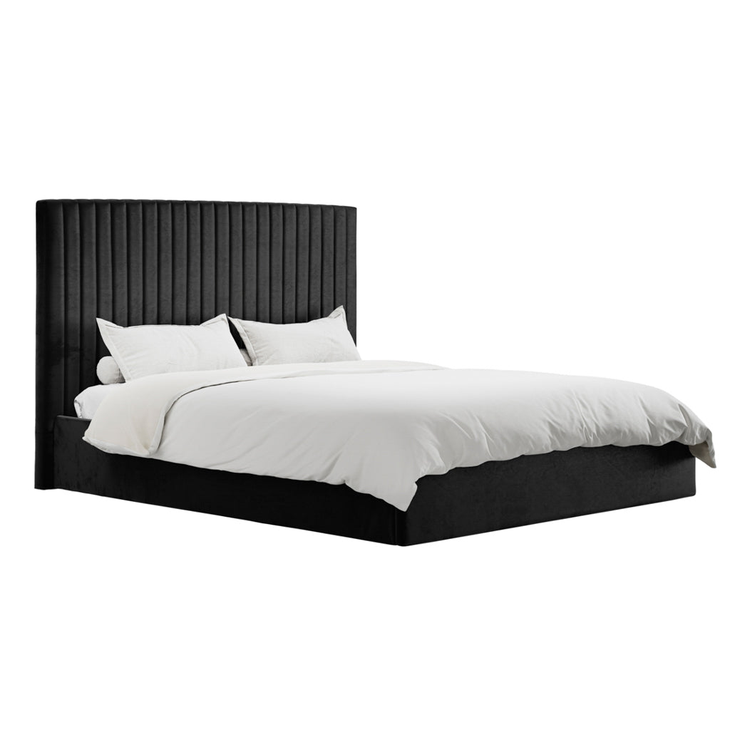 Soho Nordic Black Tall Ottoman Super King Size Bed - Skandi London