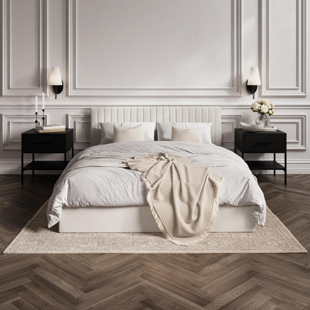 Soho Nordic Milk Ottoman King Size Bed - Skandi London