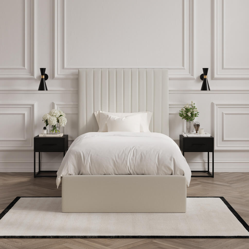 Soho Nordic Milk Tall Ottoman Single Bed - Skandi London