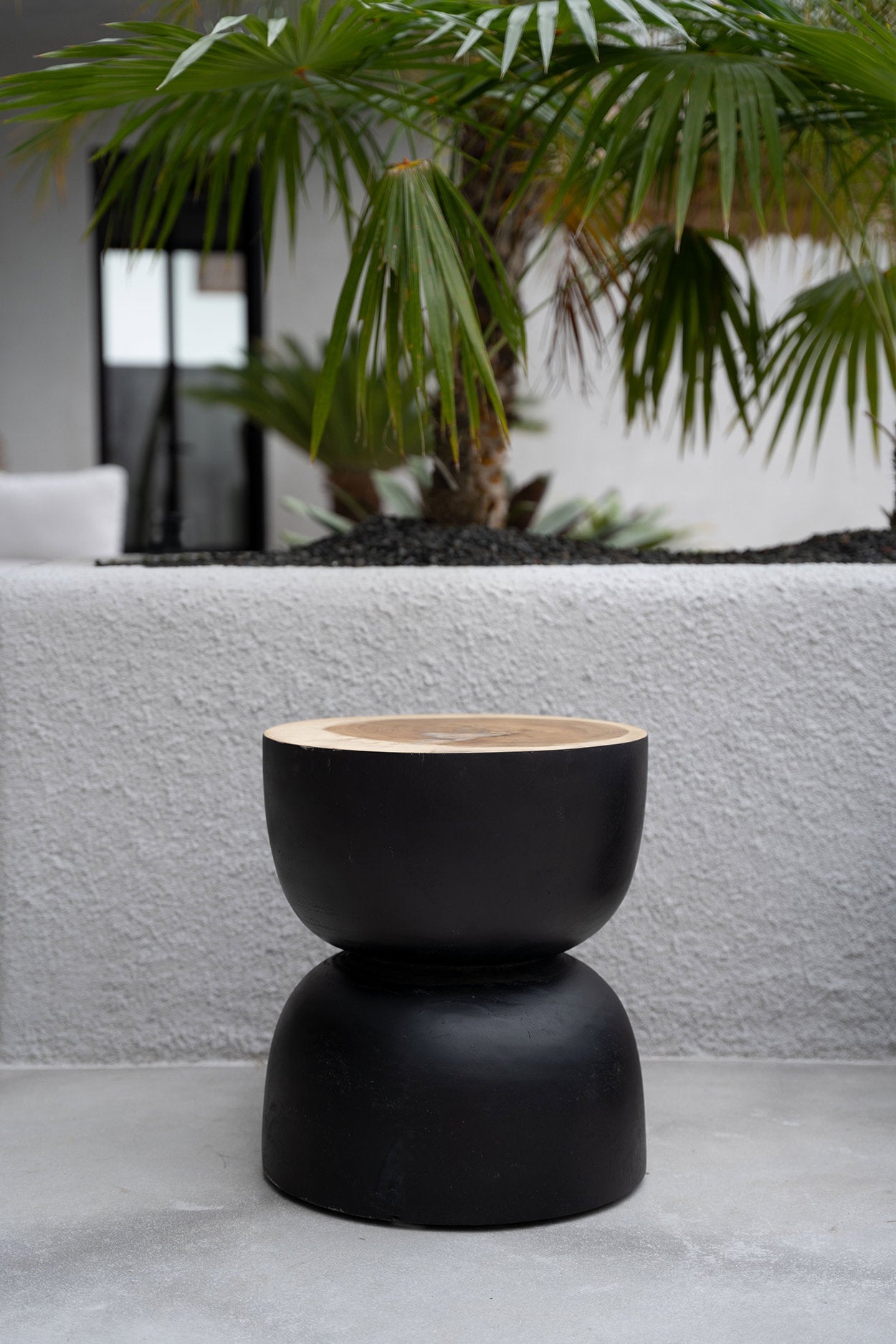 The Karbun Stool Table - Black Natural