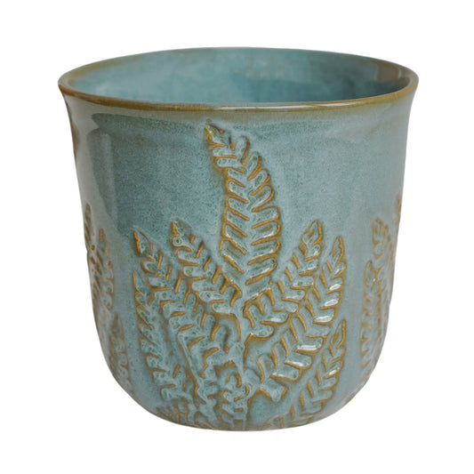 Skandi London Embossed Fern Teal Planter - Small - Skandi London