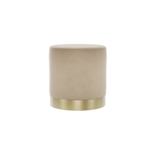 Soho Nordic Pouffe Beige Velvet & Brushed Gold Small - Skandi London
