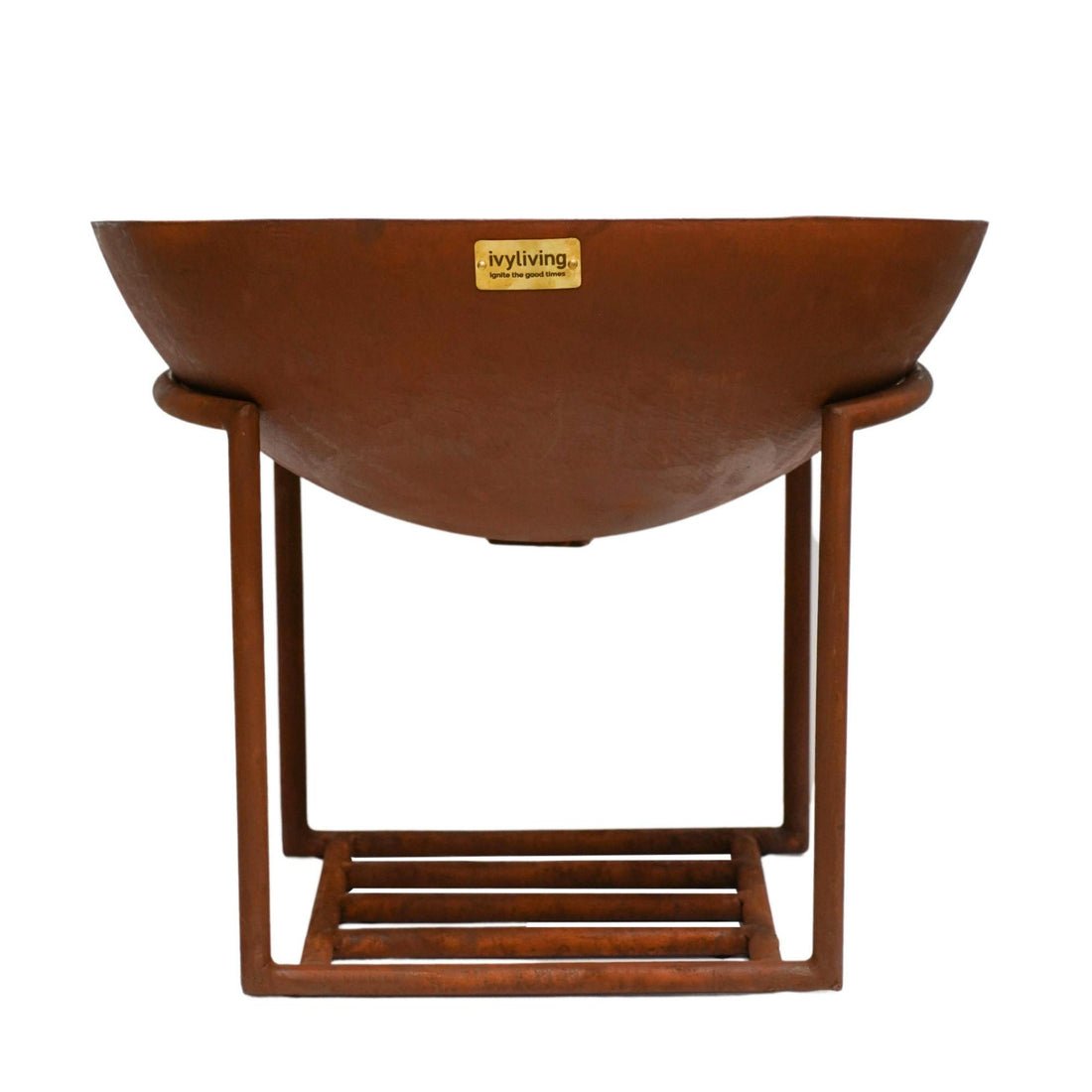 Outdoor Valentin Cast Iron Fire Pit on Stand in Rust - Large - Skandi London