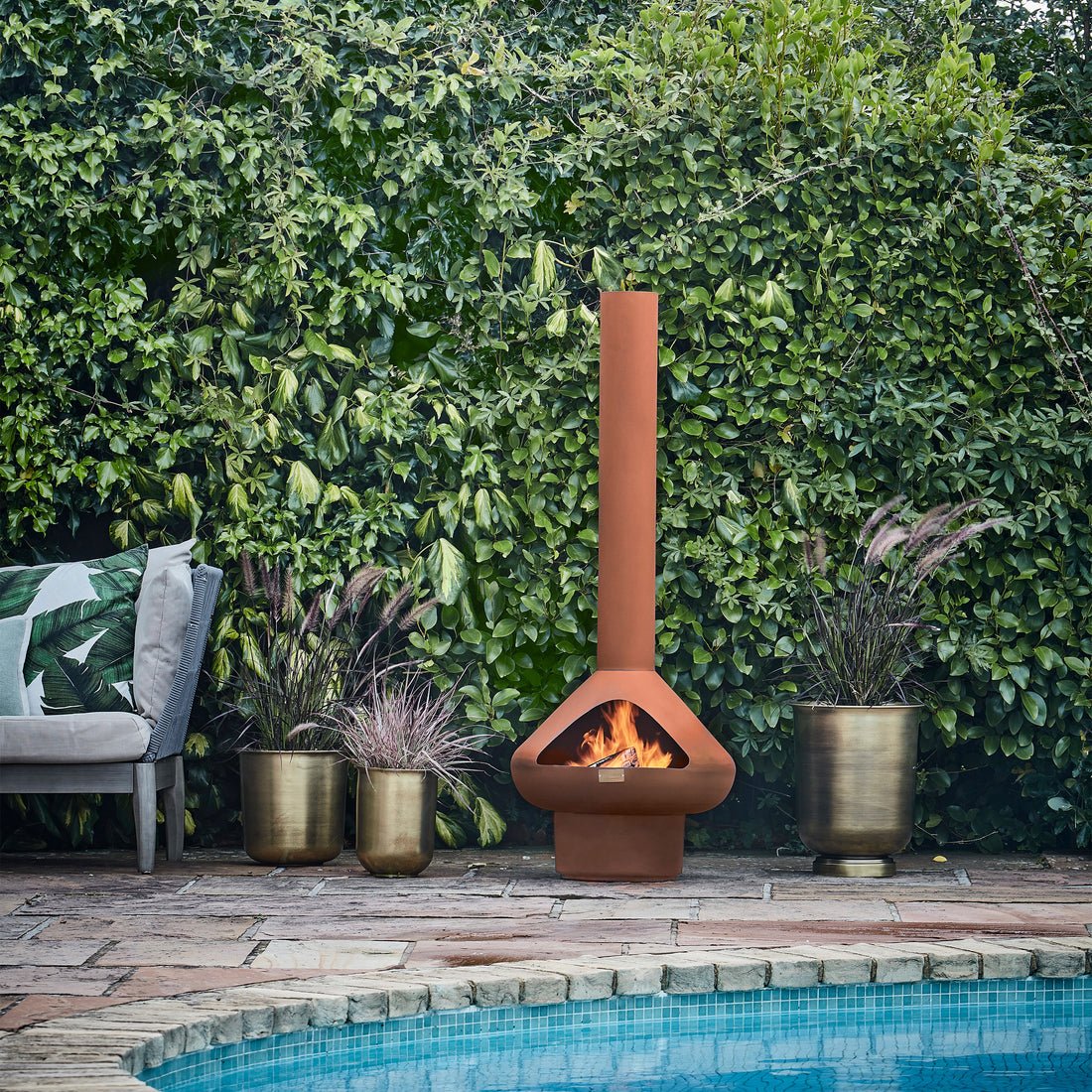 Outdoor Vanja Fireplace in Rust - Skandi London